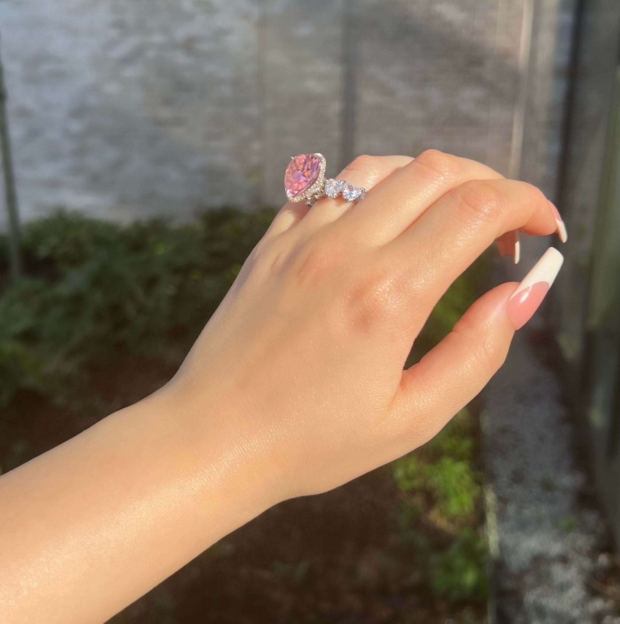 Queen Heart Cubic Zirconia Ring- Pink