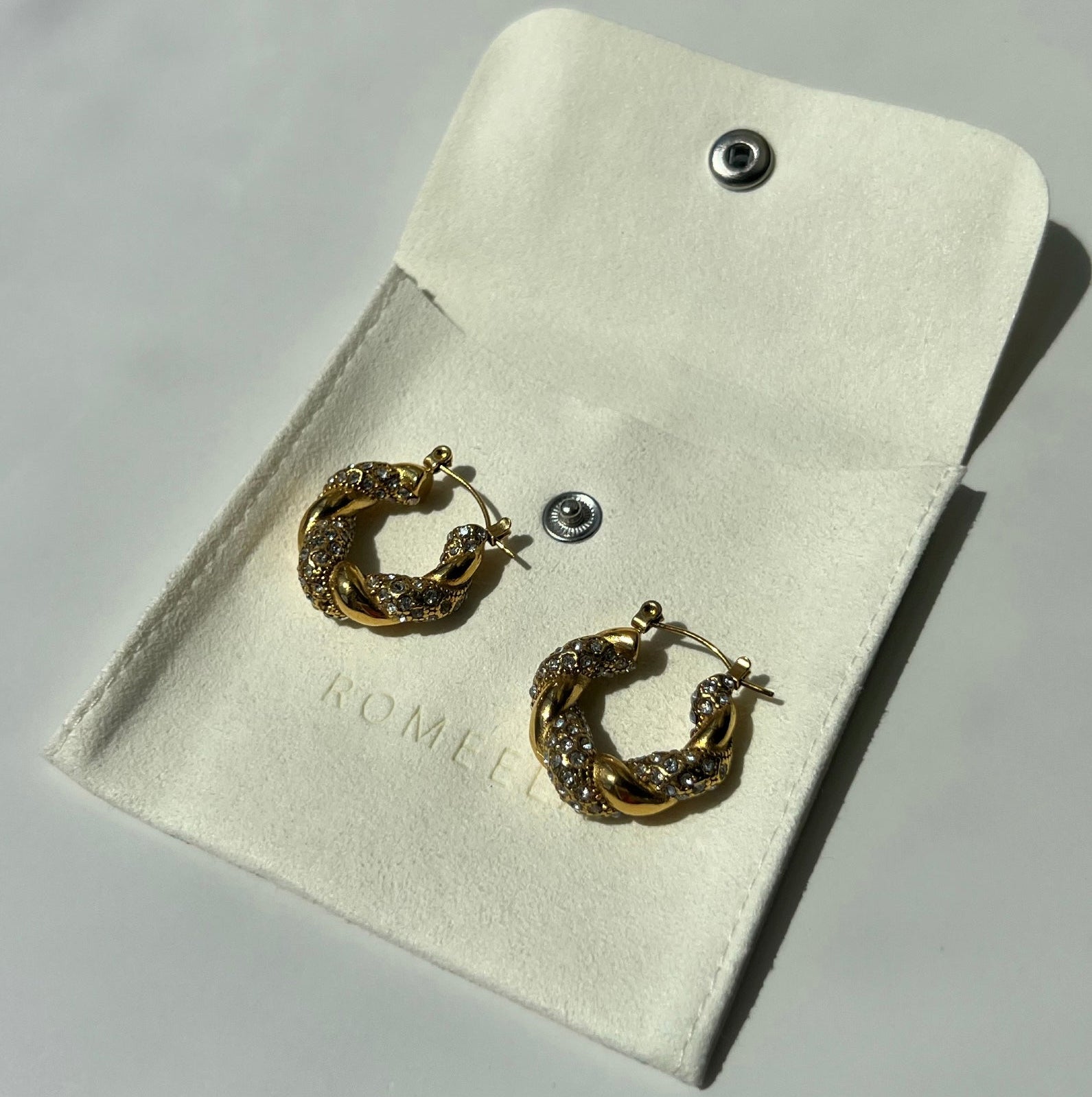 Enya Twist Pave Hoop Earrings