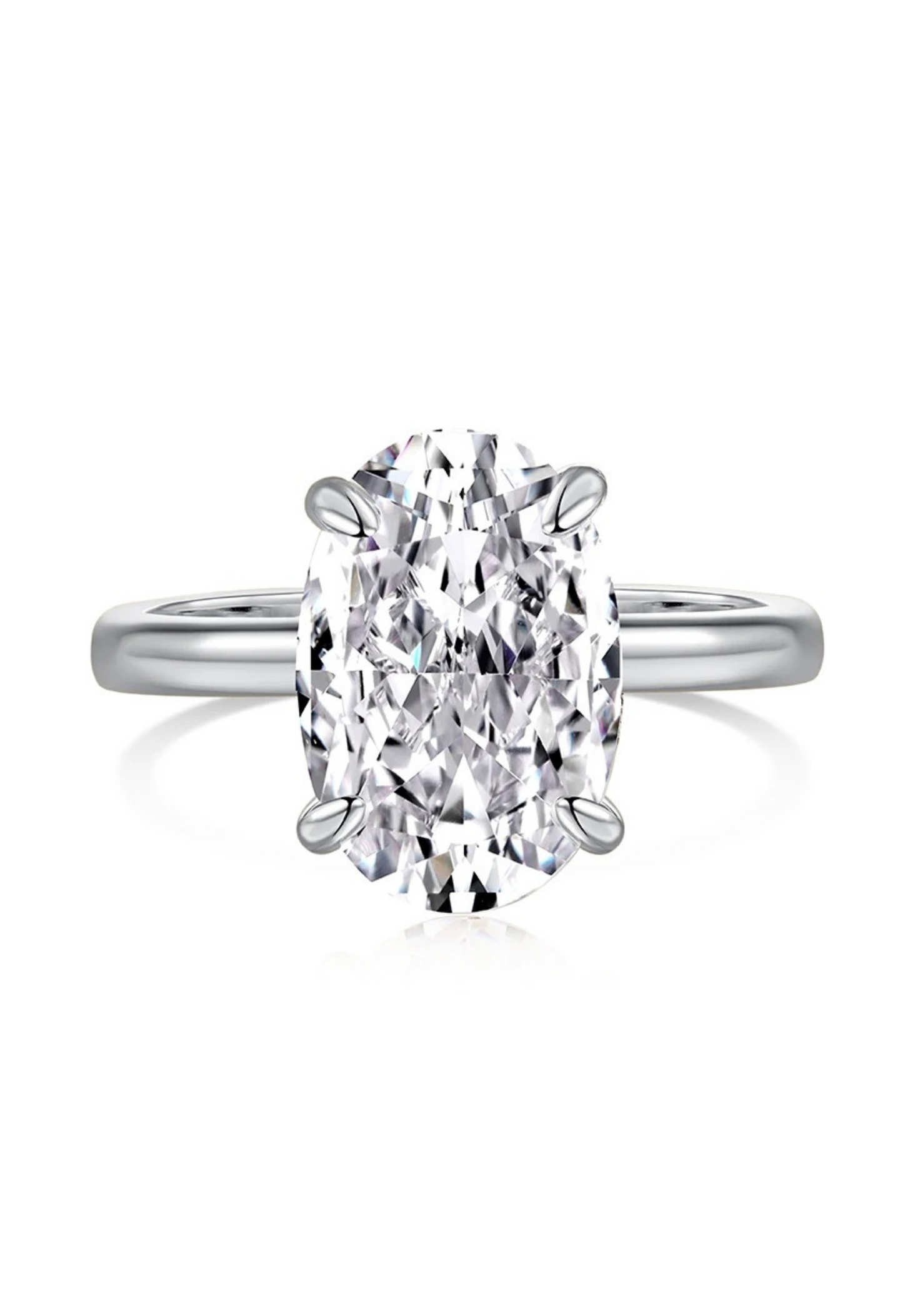 Diana Oval Cut Solitaire Sterling Silver Ring- Silver (Pre-Order)