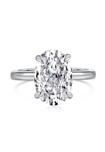 Diana Oval Cut Solitaire Sterling Silver Ring- Silver (Pre-Order)