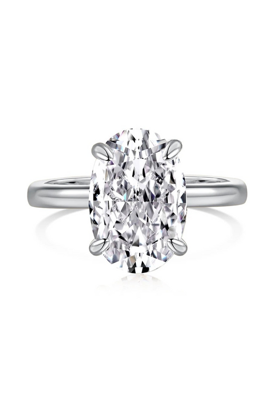 Diana Oval Cut Solitaire Sterling Silver Ring- Silver (Pre-Order)