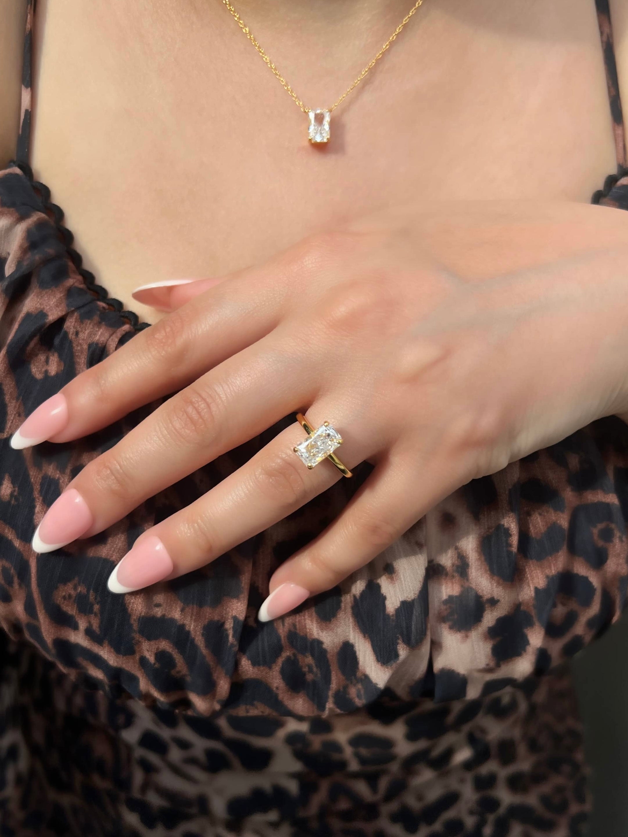 Celina Radiant Cut Solitaire Sterling Silver Ring