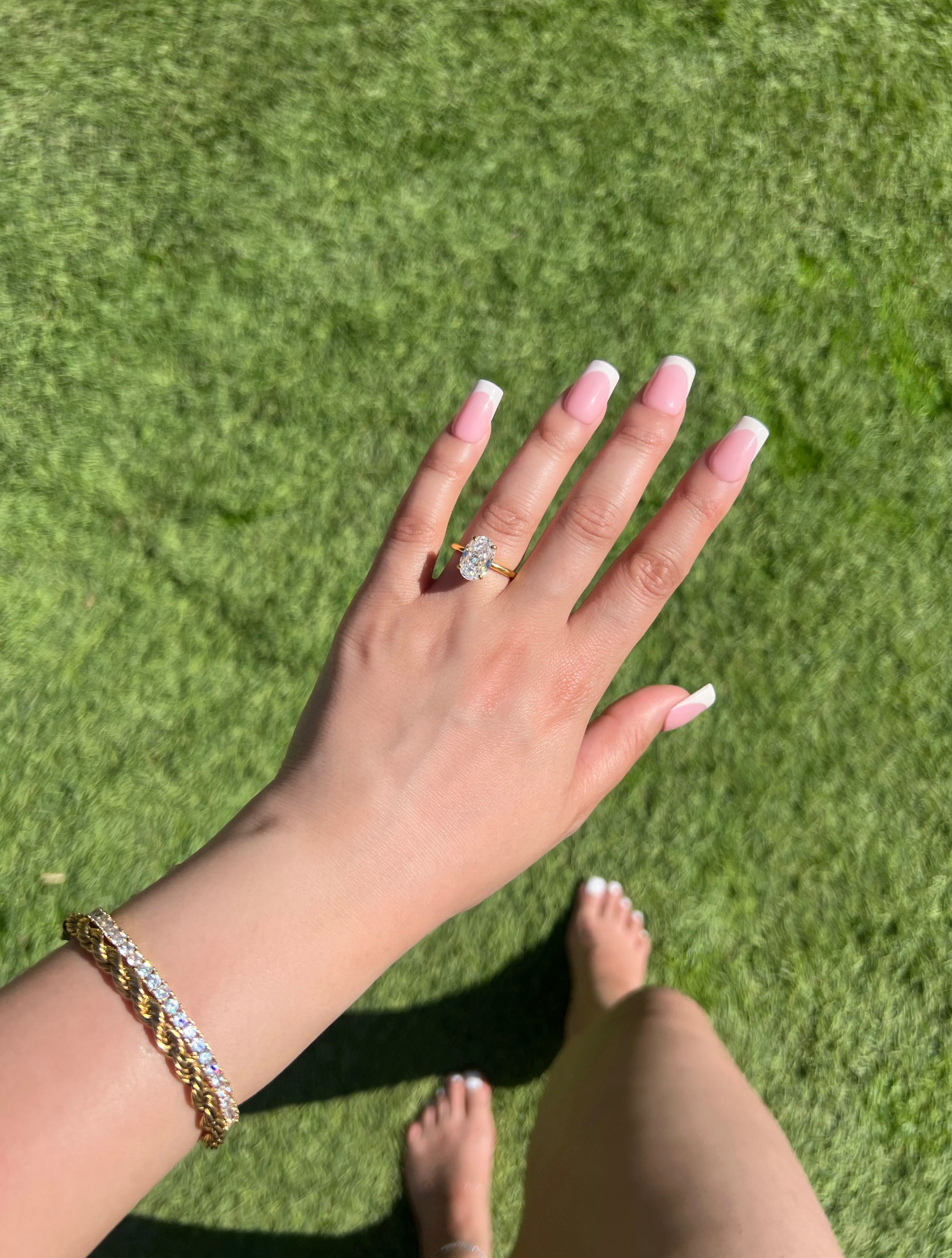 Diana Oval Cut Solitaire Sterling Silver Ring- Gold