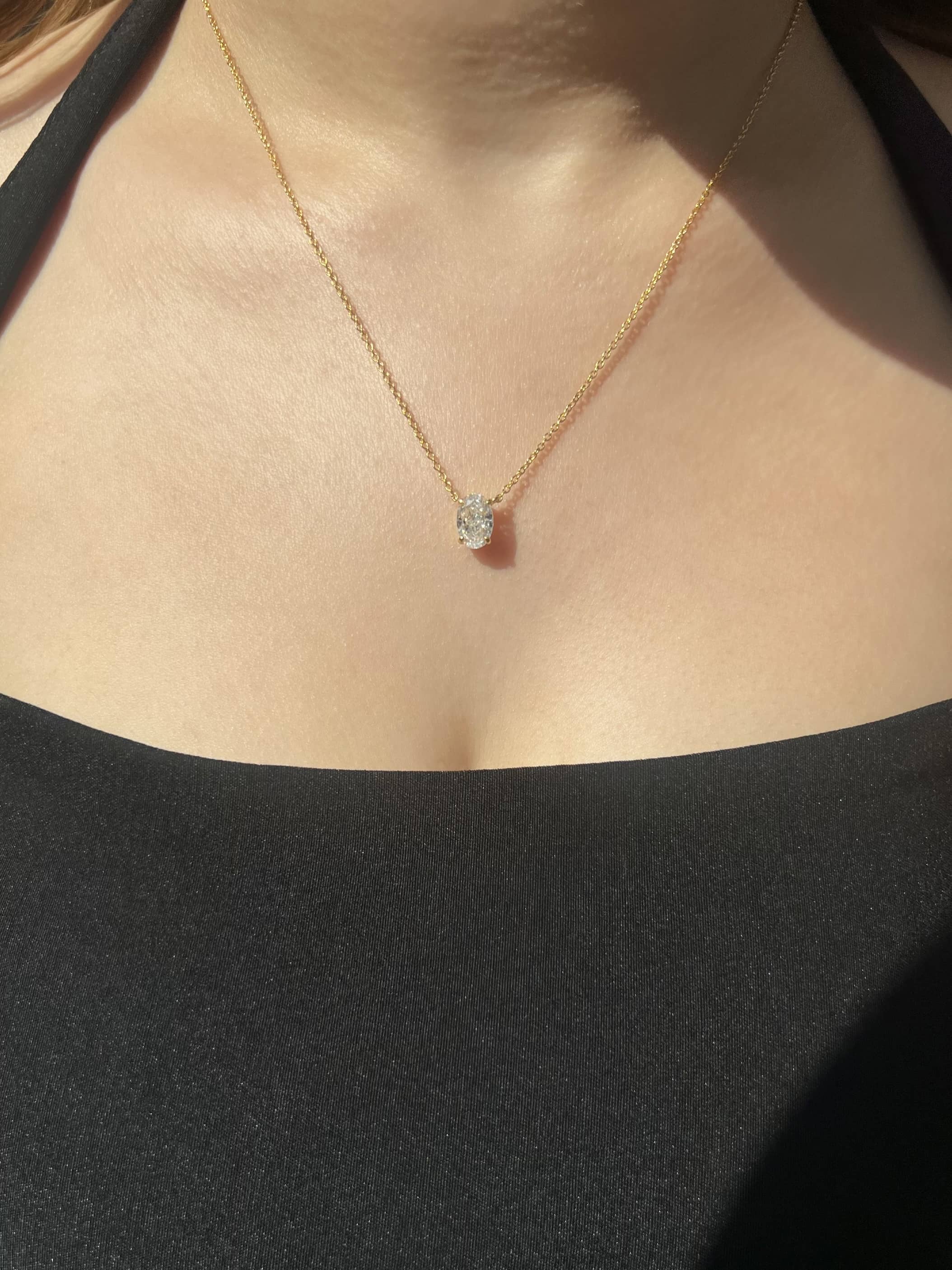 Diana Oval Cut Sterling Silver Pendant Necklace