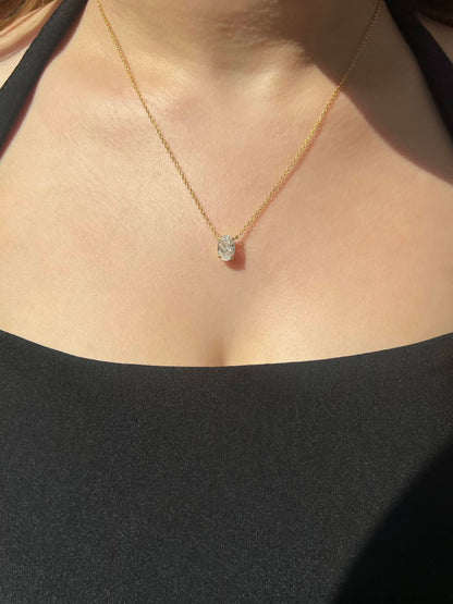 Diana Oval Cut Sterling Silver Pendant Necklace (Pre-Order)
