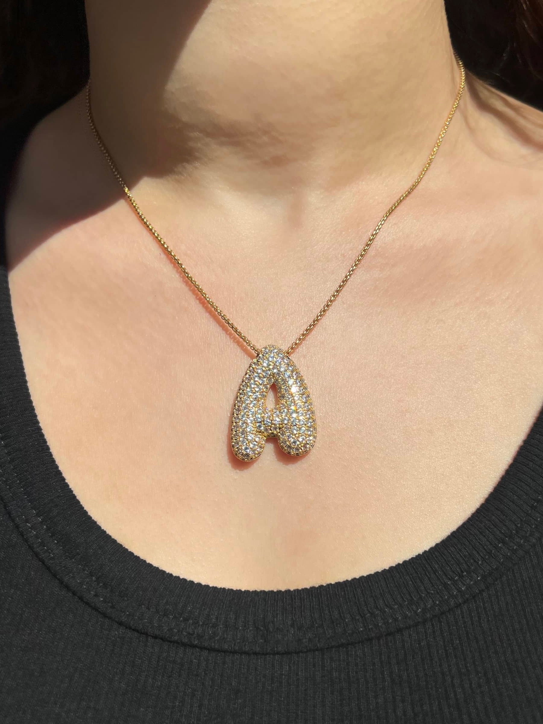 Icy Jumbo Bubble Letter Initial Pendant Necklace (Pre-Order)