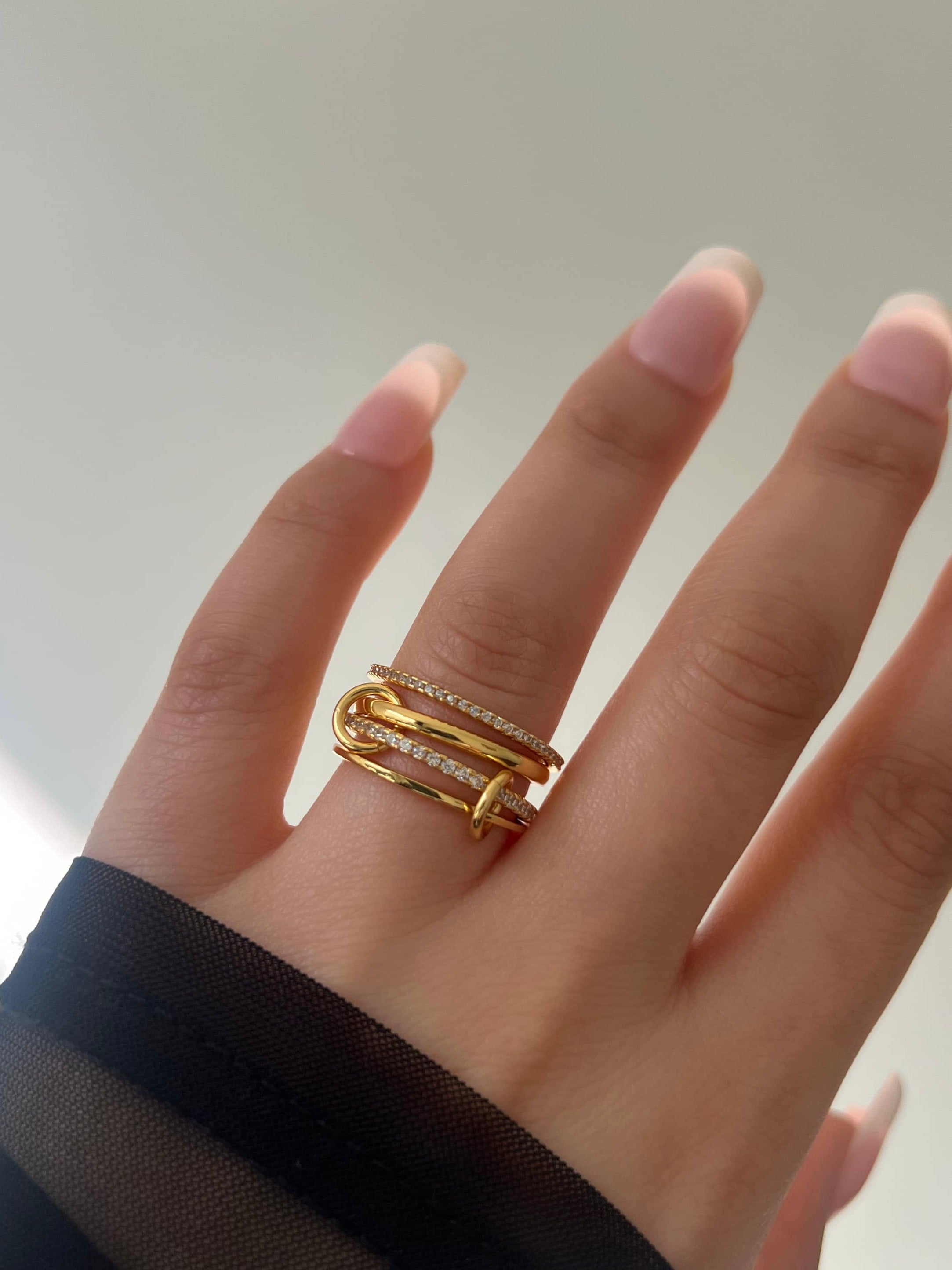 Enaya Sterling Silver Quadruple Band Ring- Gold (Pre-Order)