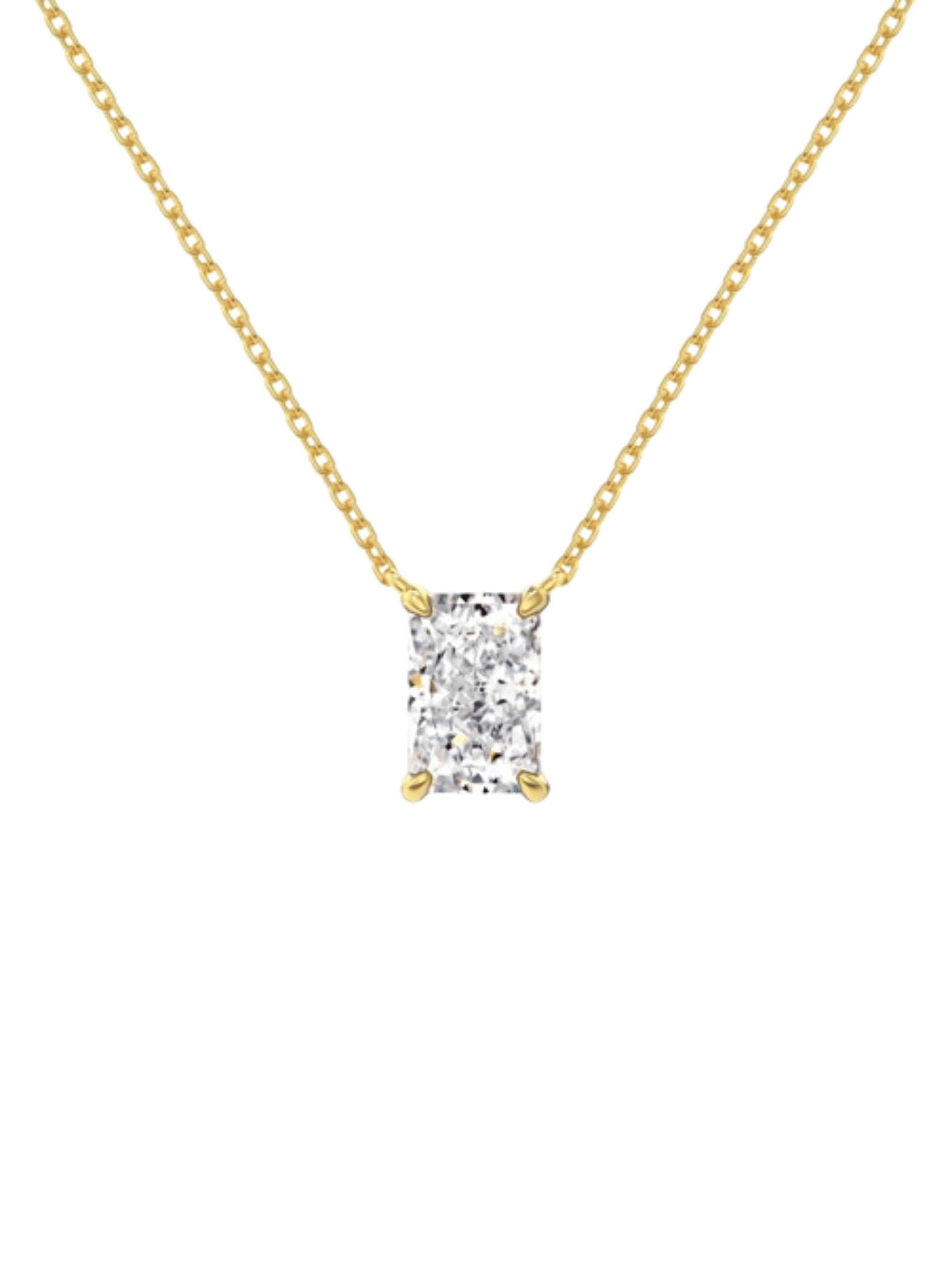 Celina Sterling Silver Radiant Cut Rectangular Pendant Necklace