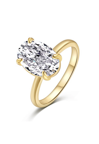 Diana Oval Cut Solitaire Sterling Silver Ring- Gold (Pre-Order)