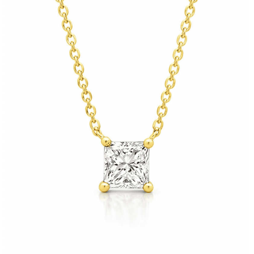 Lésa Radiant Cut Square Sterling Silver Pendant Necklace