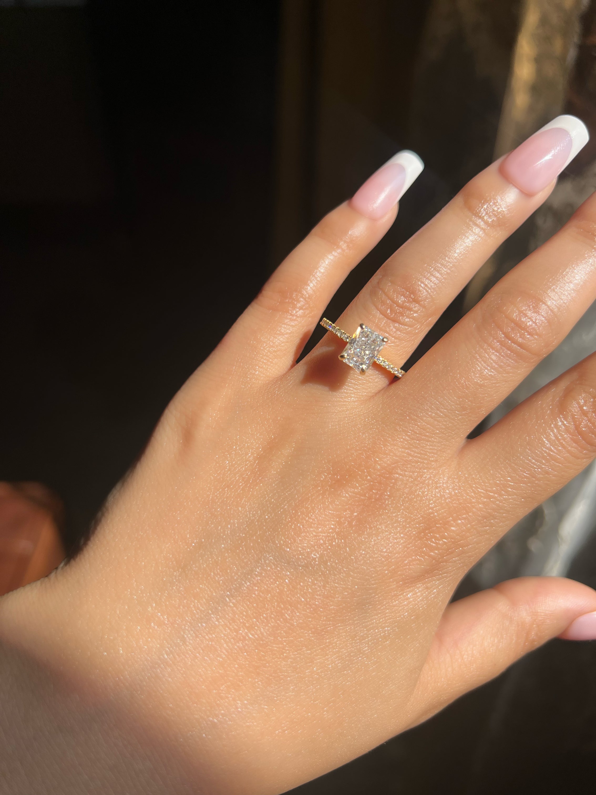 Mini Cecilia Radiant Cut Sterling Silver Ring- Gold (Pre-Order)