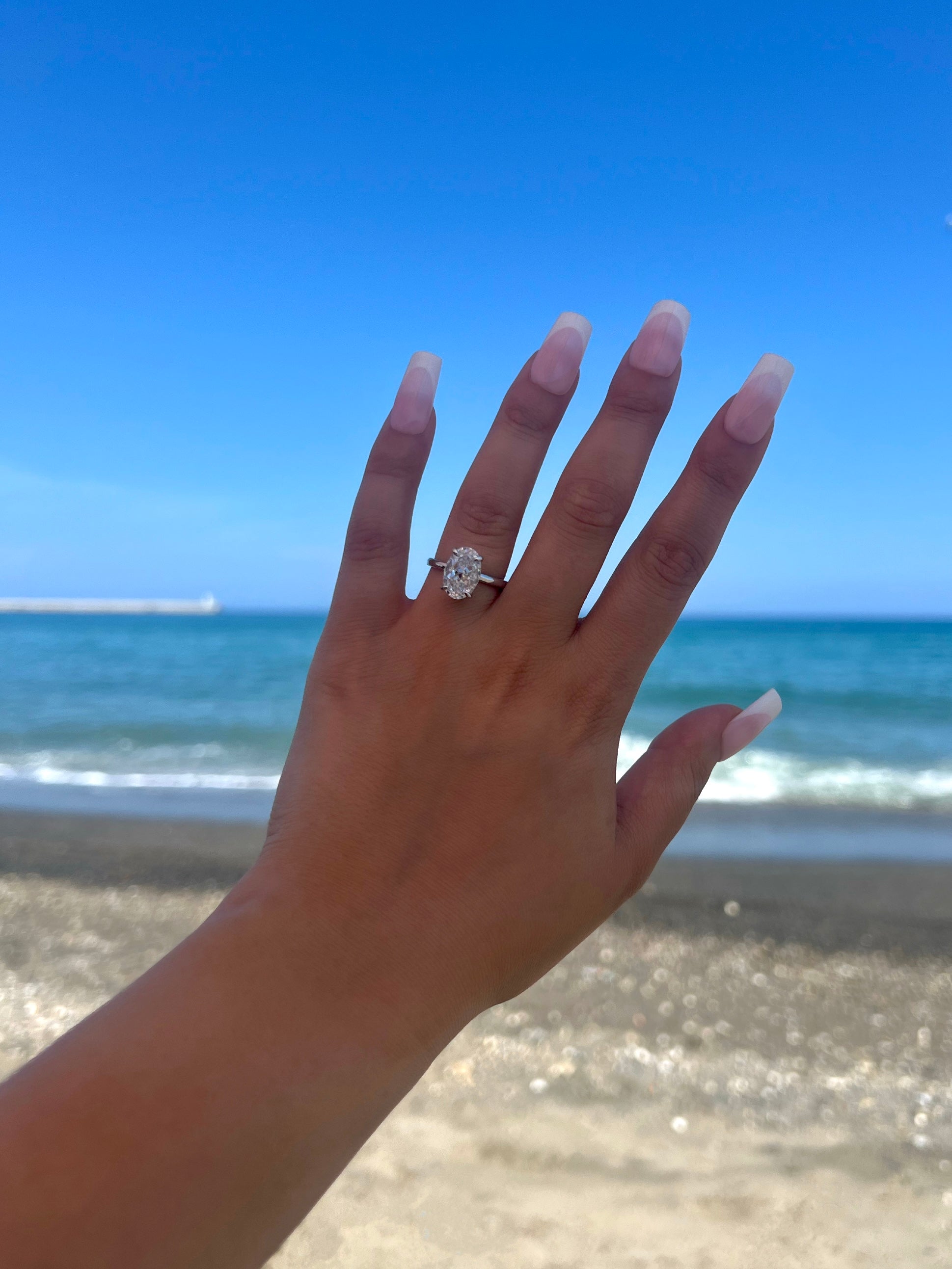 Diana Oval Cut Solitaire Sterling Silver Ring- Silver (Pre-Order)