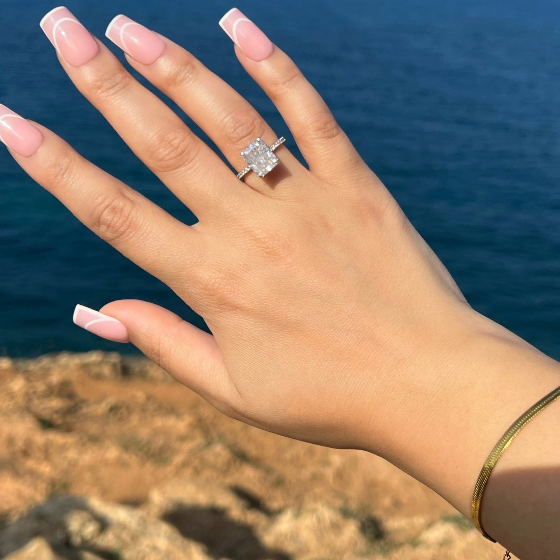 Cecilia Radiant Cut Sterling Silver Ring- Silver