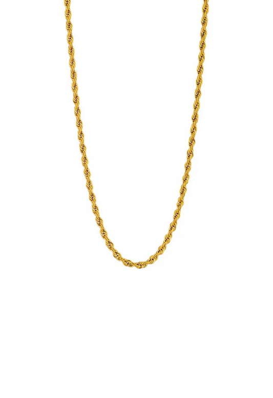Gold Twist Rope Chain Necklace- 3mm