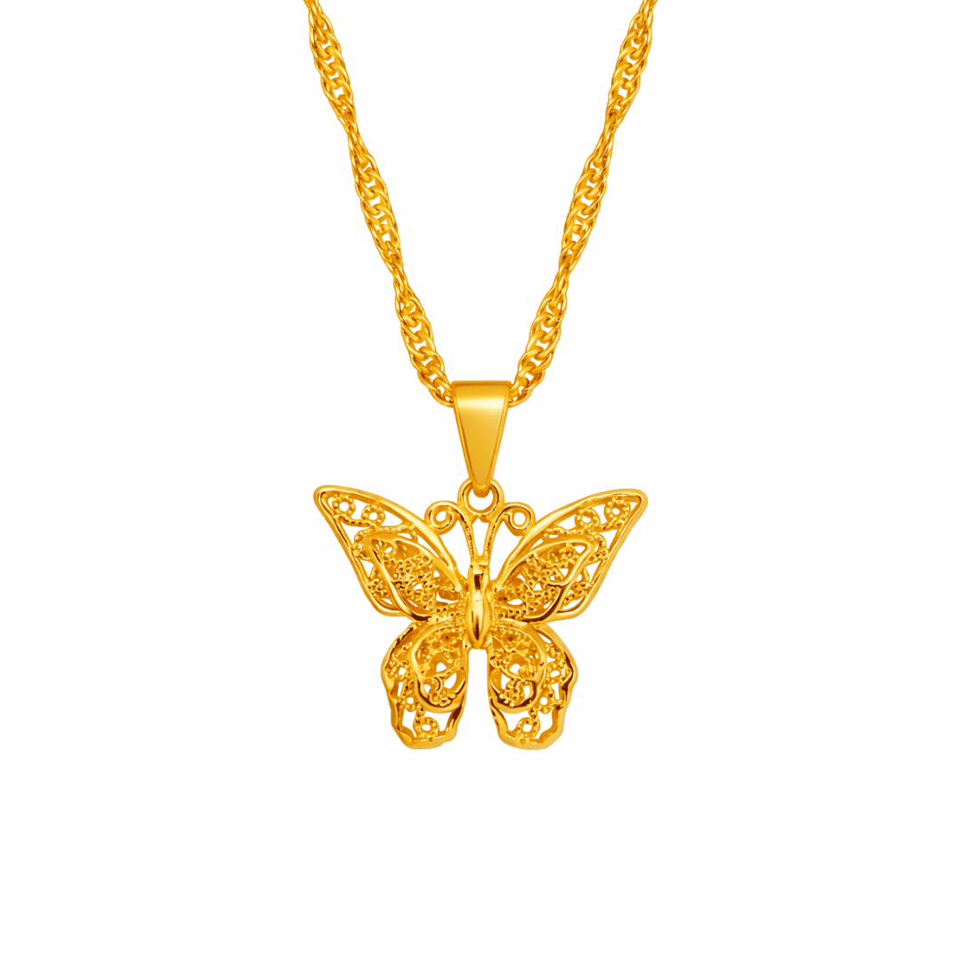 Butterfly Gold Pendant Necklace