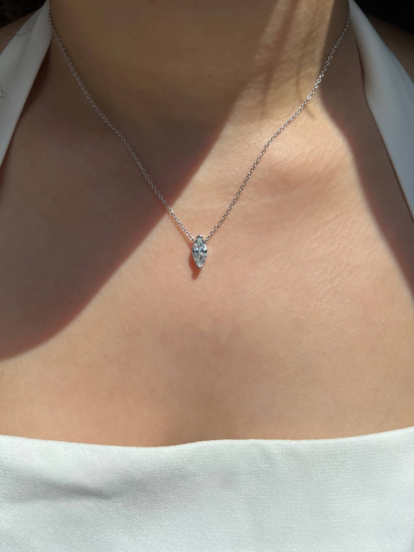 Ava Marquise Cut Sterling Silver Pendant Necklace