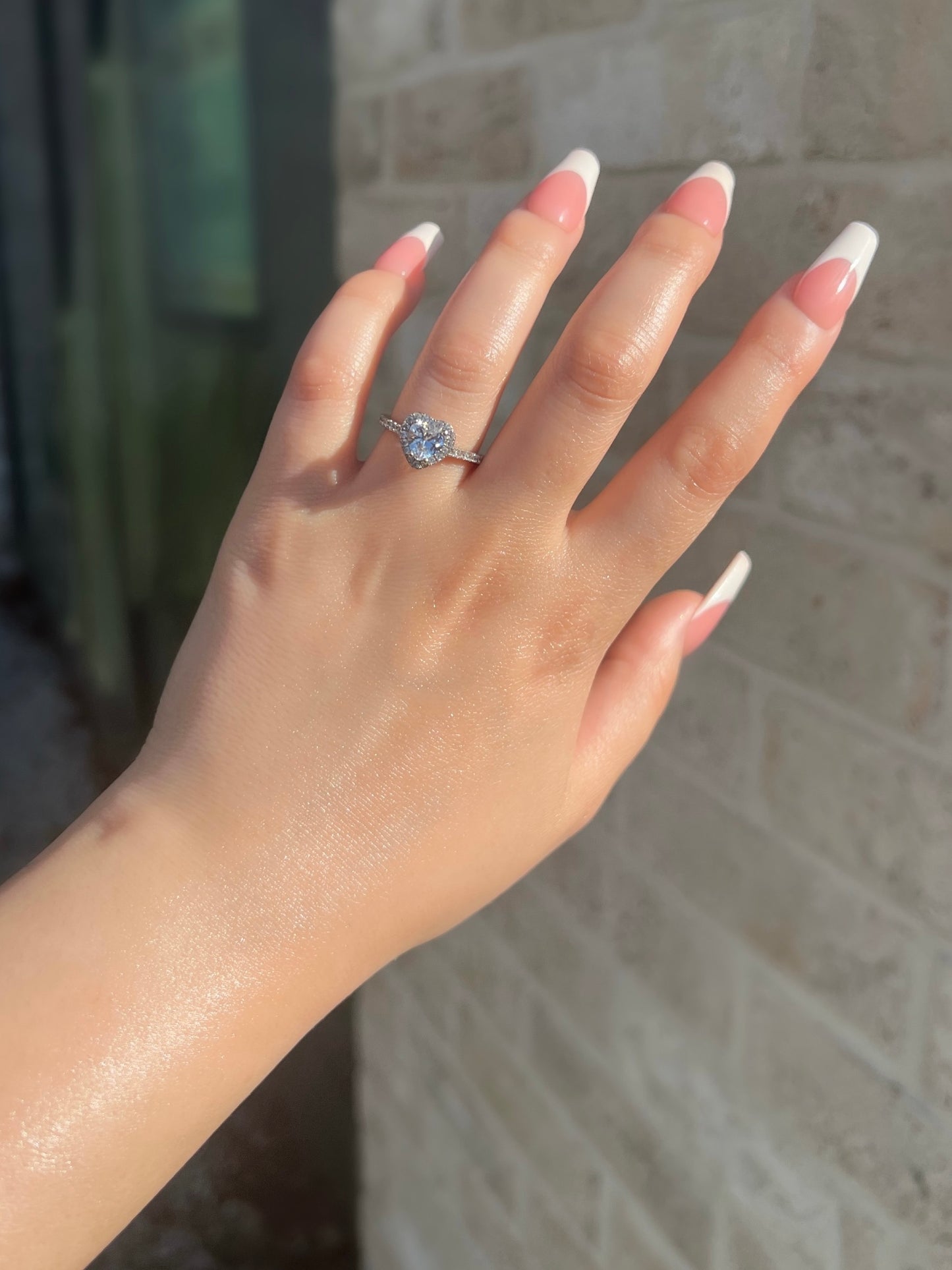 Elina Heart Sterling Silver Halo Ring- Silver