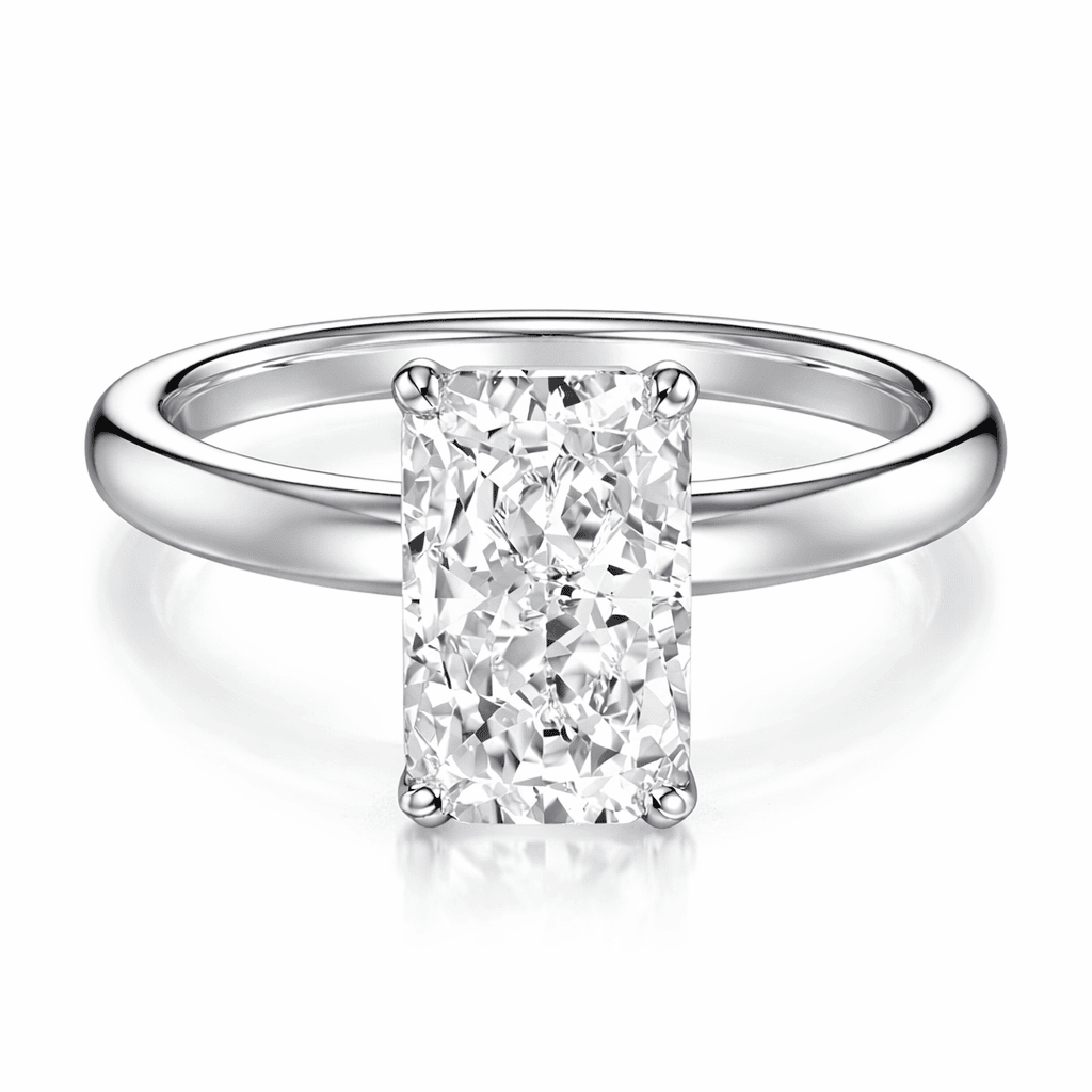 Celina Radiant Cut Solitaire Sterling Silver Ring- Silver