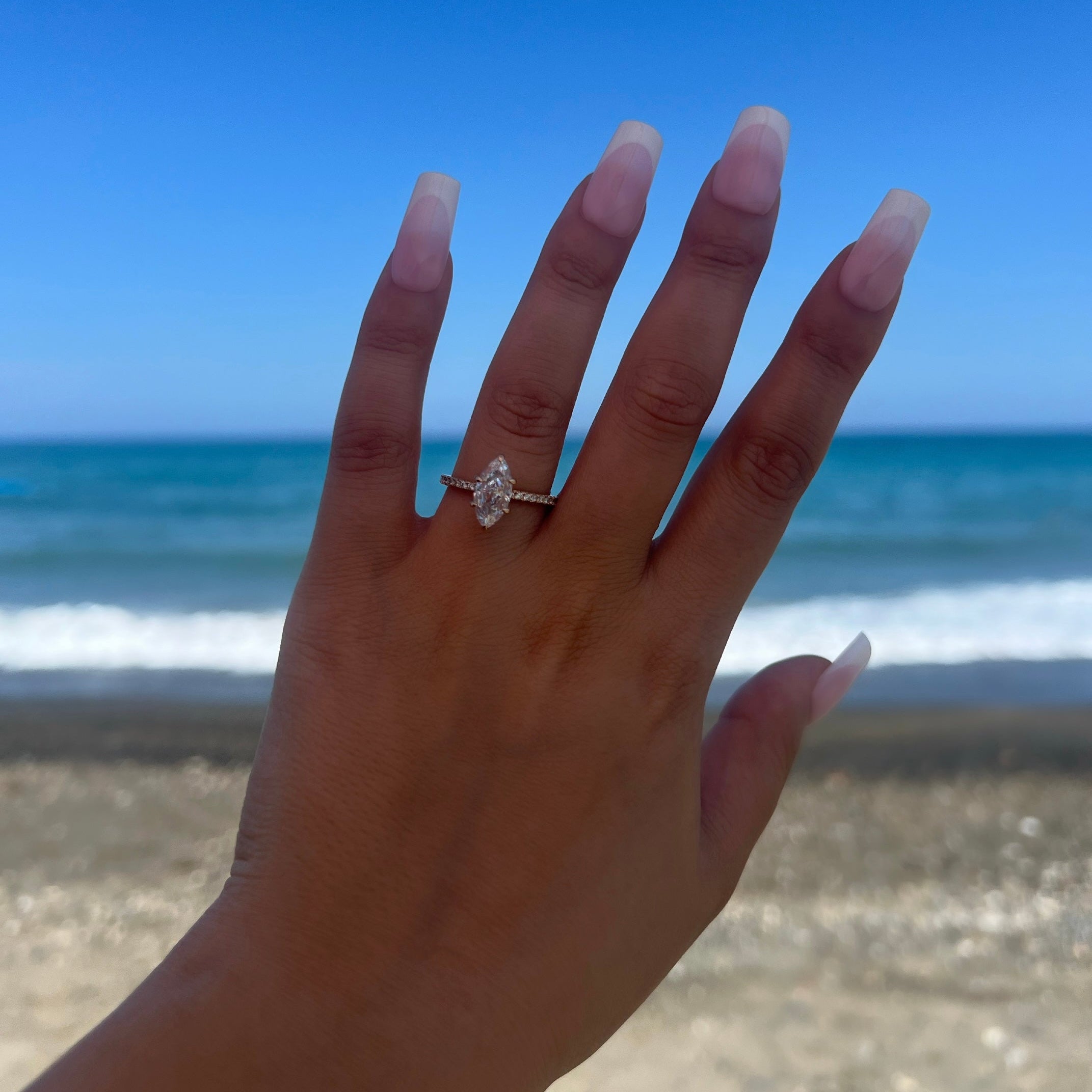 Farah Marquise Cut Sterling Silver Ring- Gold (Pre-Order)