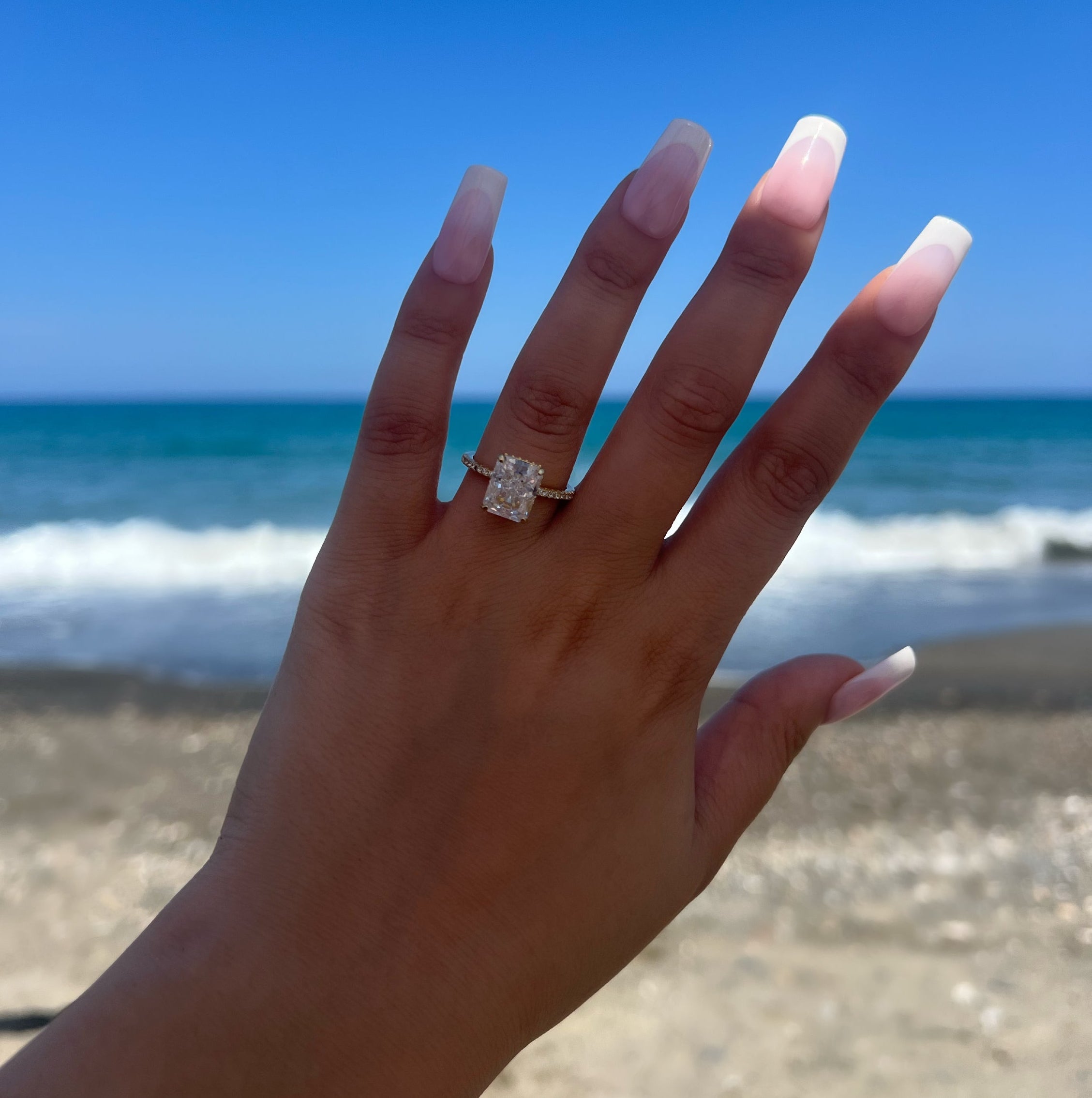 Cecilia Radiant Cut Sterling Silver Ring- Gold