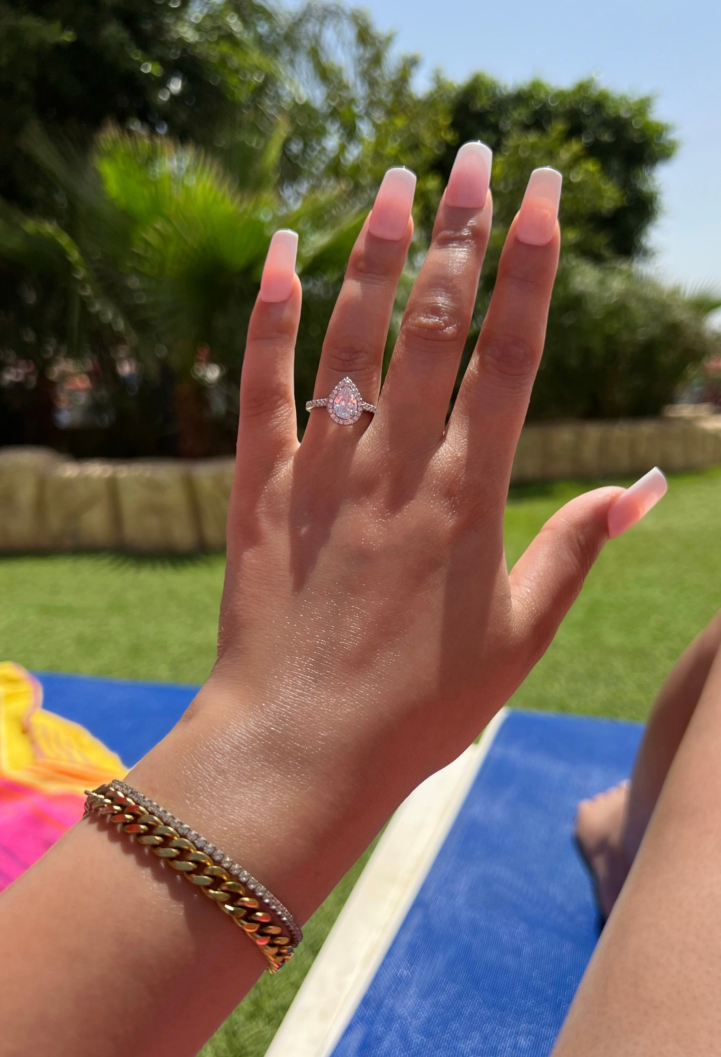 Aurelia Pear Cut Sterling Silver Halo Ring