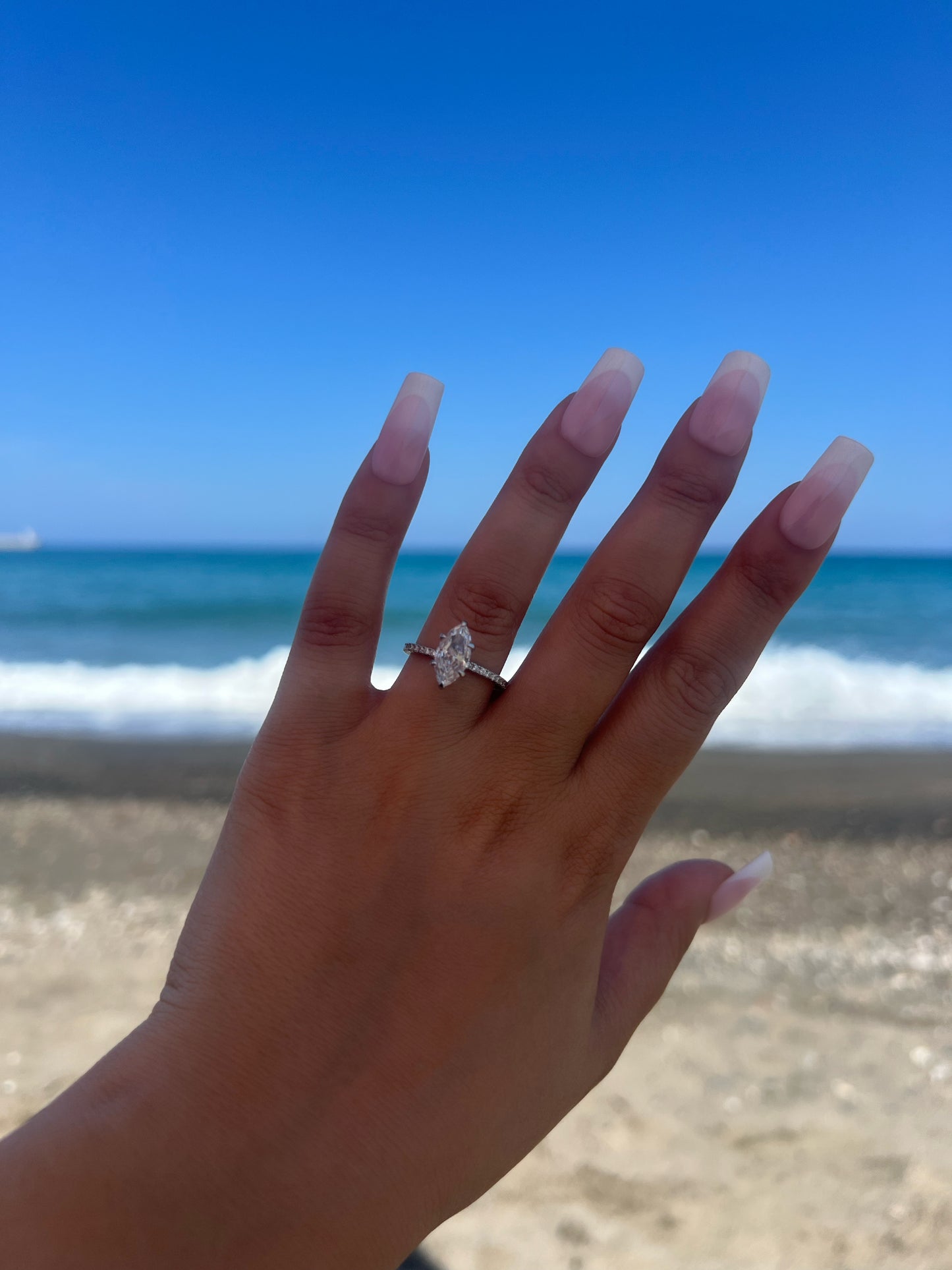 Farah Marquise Cut Sterling Silver Ring- Silver (Pre-Order)