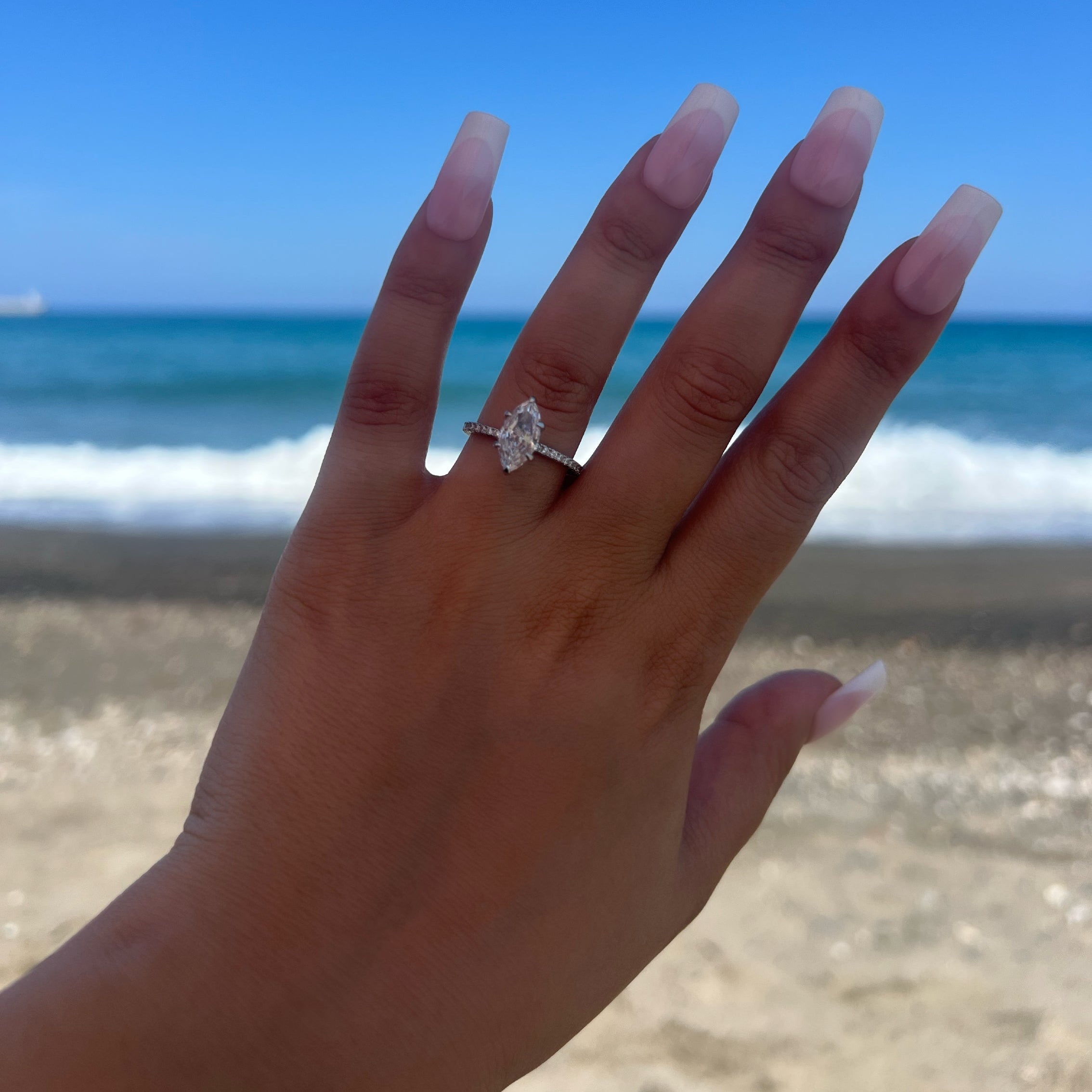 Farah Marquise Cut Sterling Silver Ring- Silver (Pre-Order)