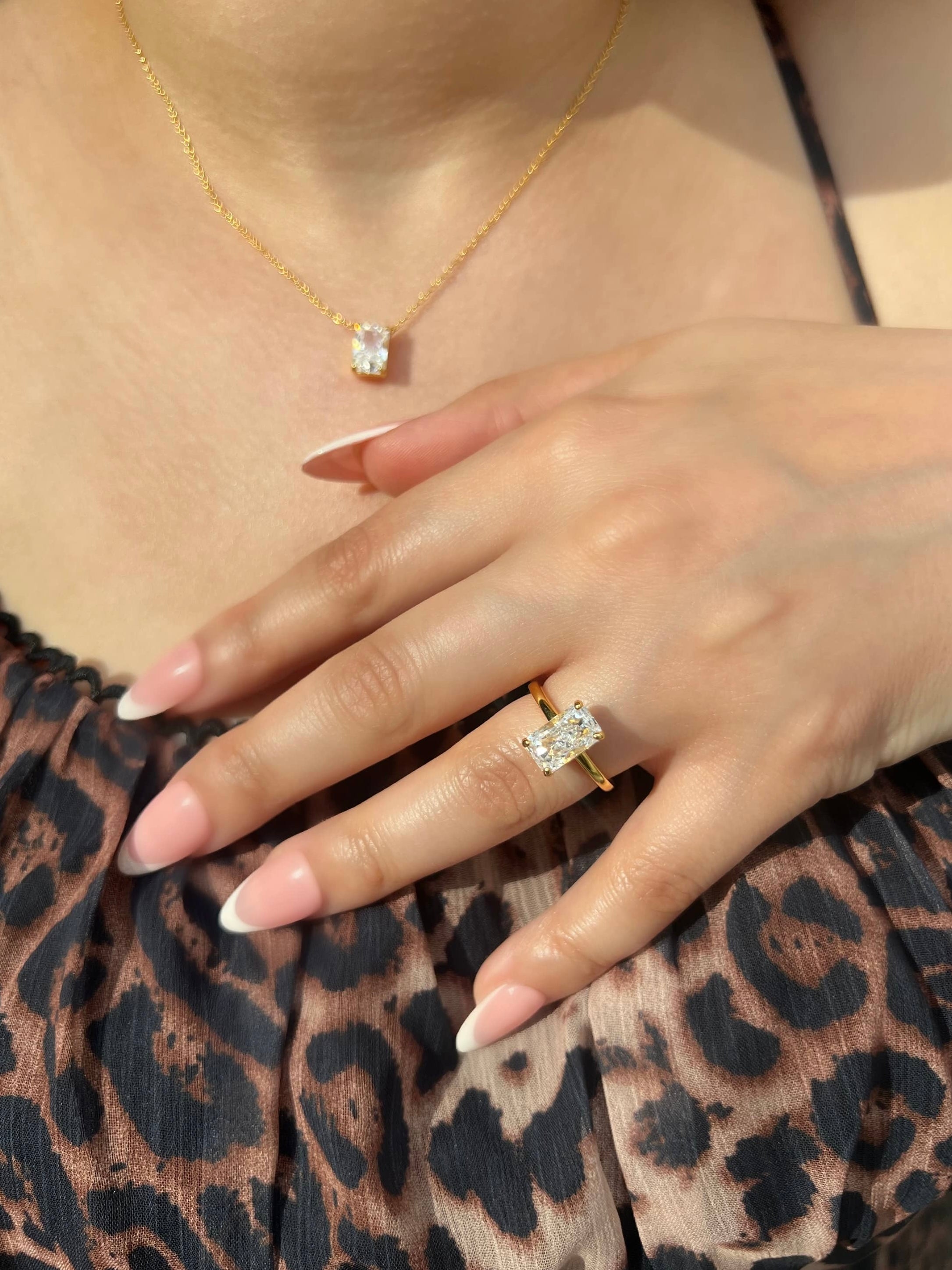 Celina Radiant Cut Solitaire Sterling Silver Ring