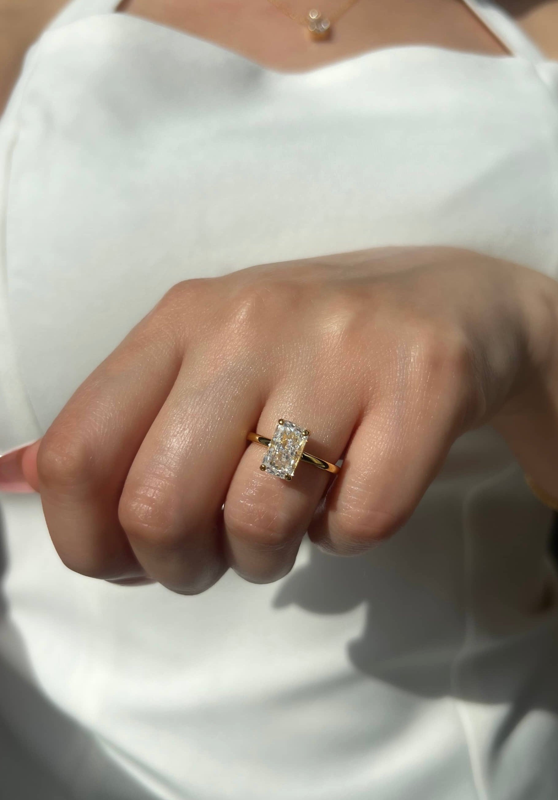 Celina Radiant Cut Solitaire Sterling Silver Ring