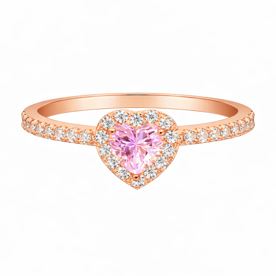 Mini Elina Heart Sterling Silver Halo Ring- Rose Gold