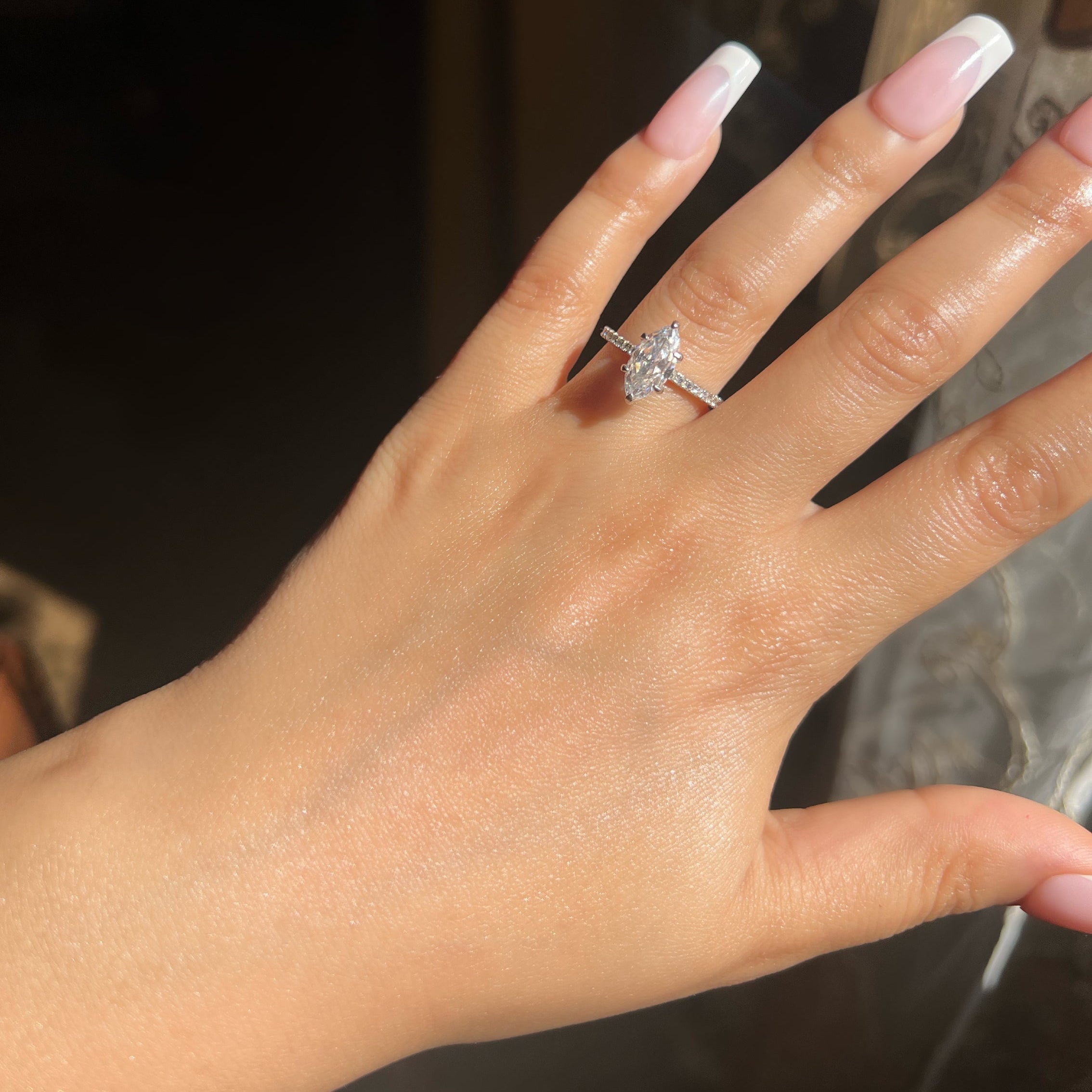 Farah Marquise Cut Sterling Silver Ring- Silver (Pre-Order)