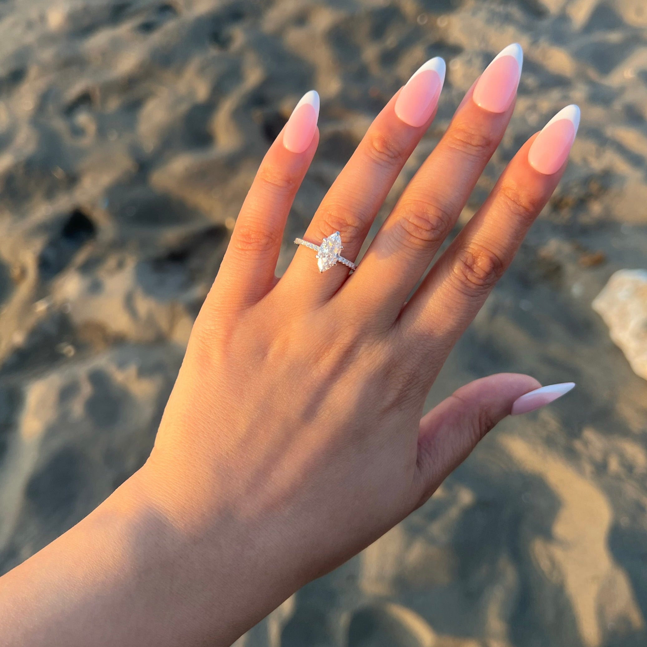 Farah Marquise Cut Sterling Silver Ring- Silver (Pre-Order)