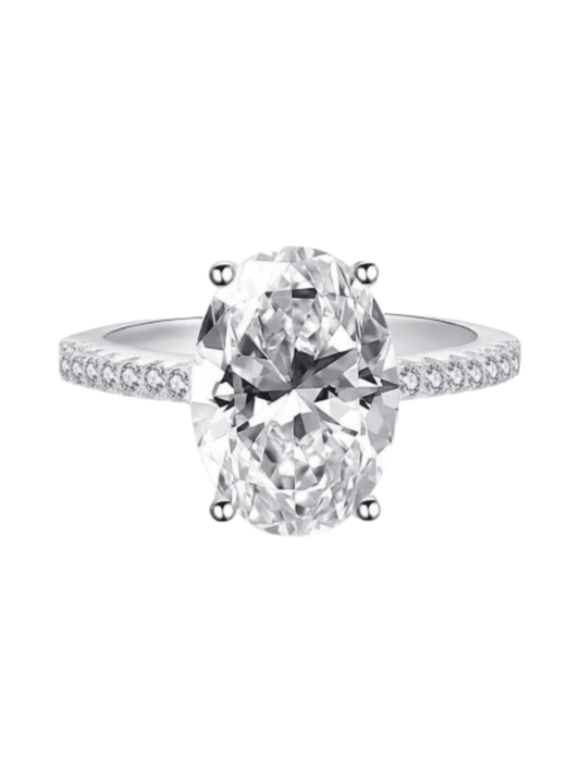 Anastasia Oval Cut Sterling Silver Ring- Silver