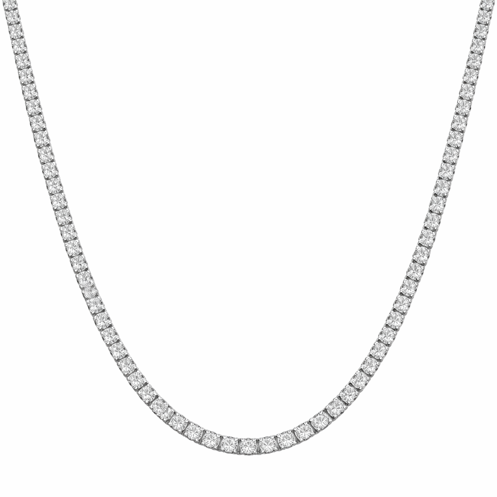 Dilara Sterling Silver Tennis Necklace- 2mm
