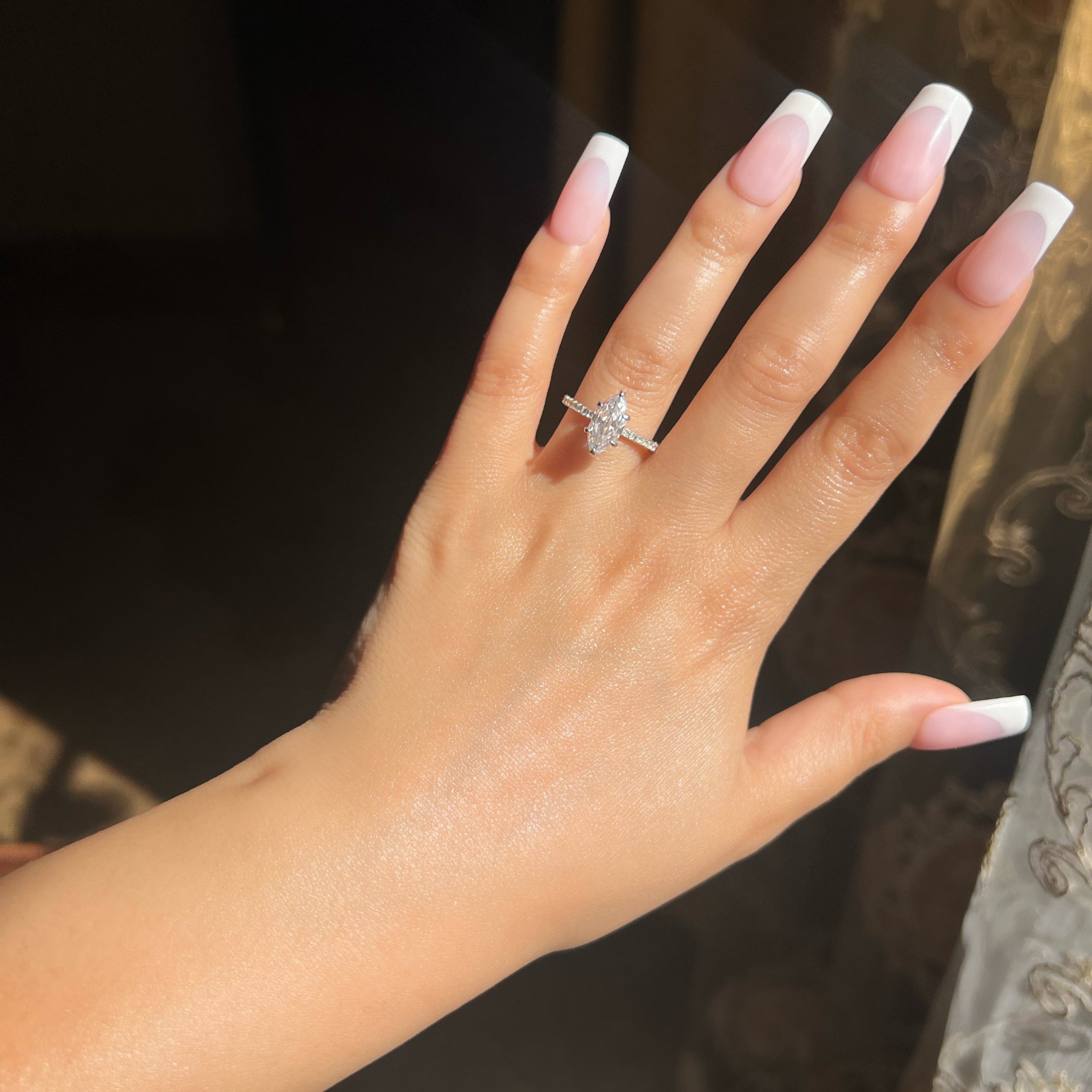 Farah Marquise Cut Sterling Silver Ring- Silver (Pre-Order)