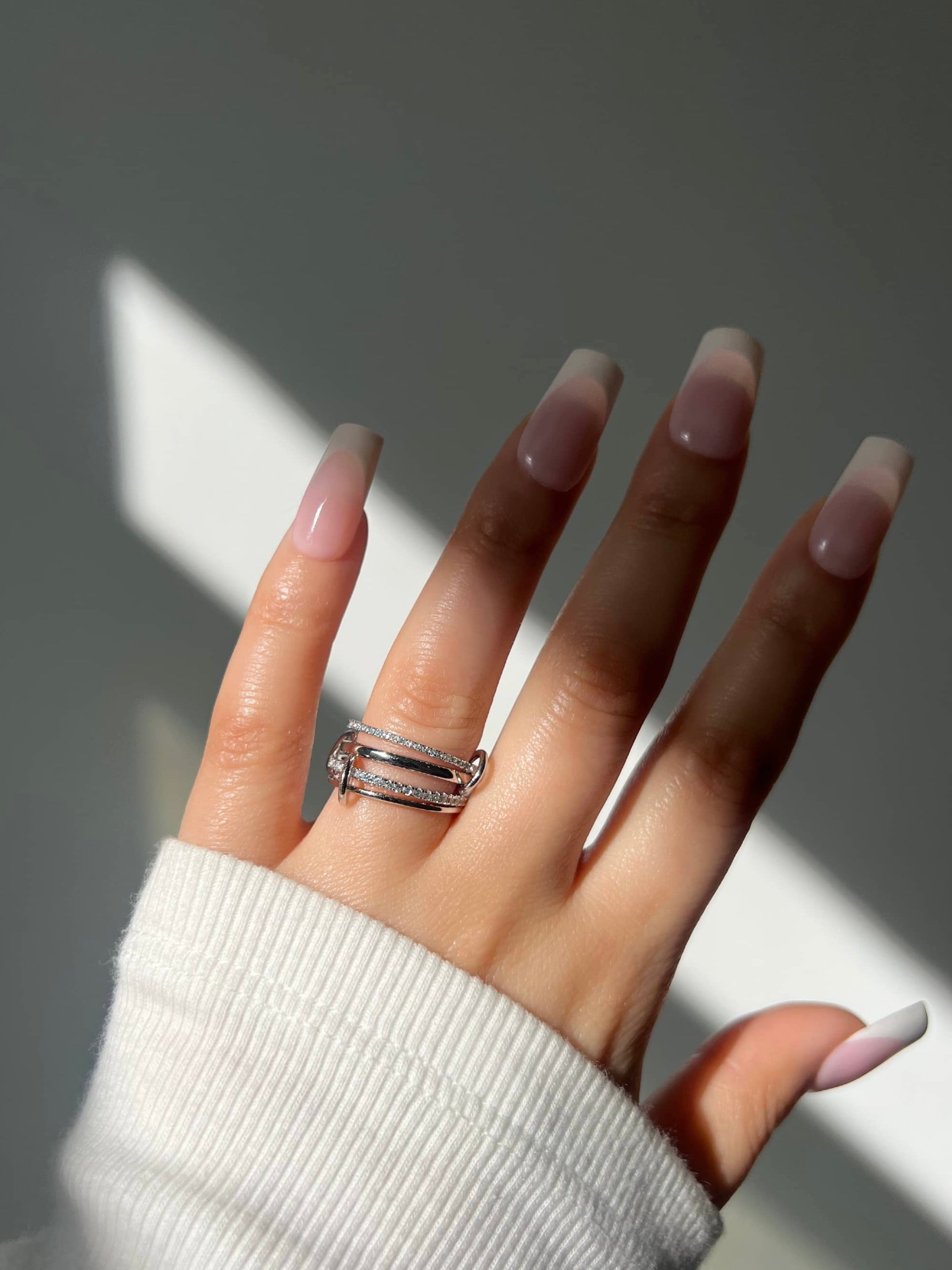 Enaya Sterling Silver Quadruple Band Ring- Silver