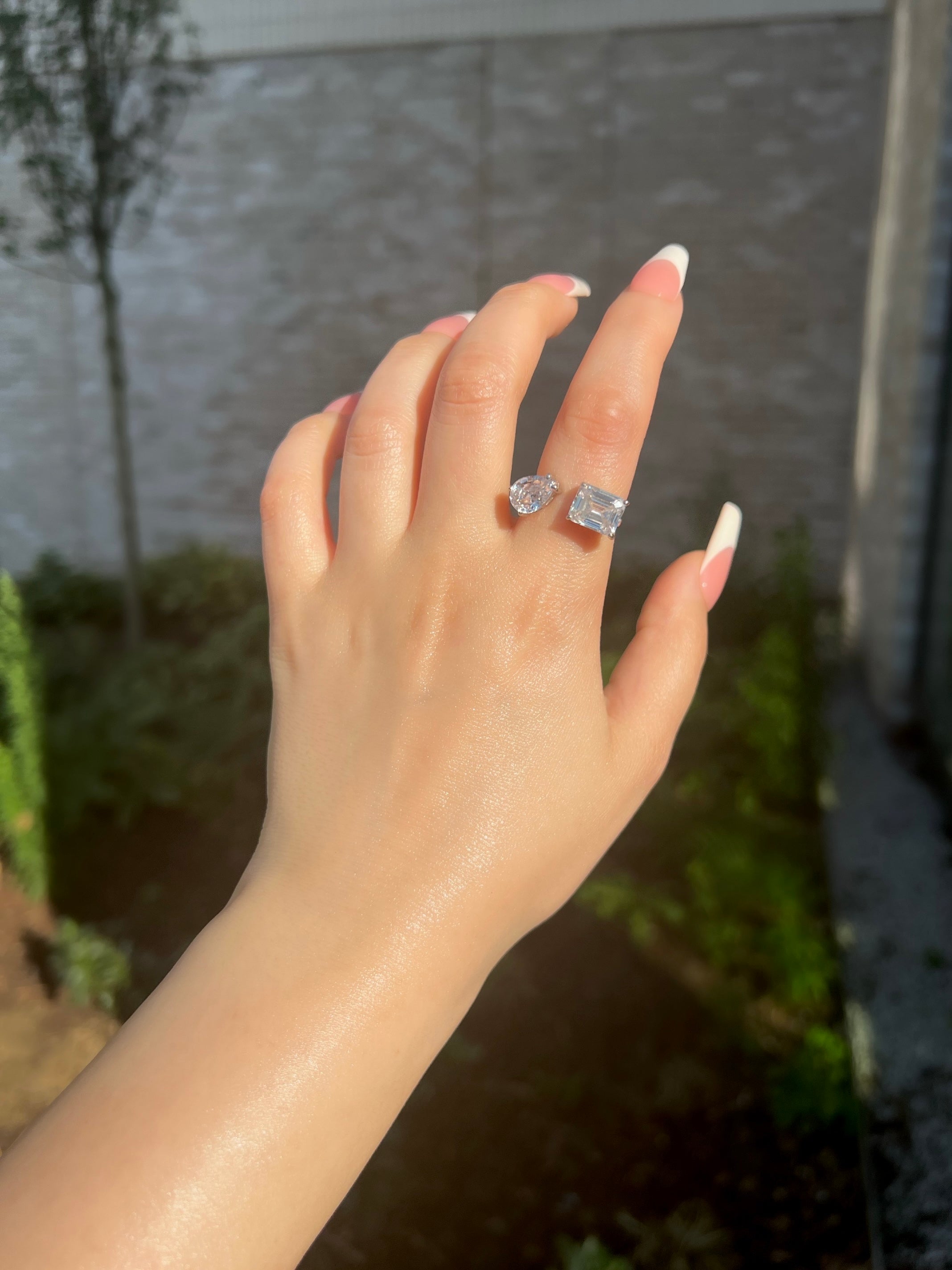 Kylie Resizable Two Stone Sterling Silver Ring