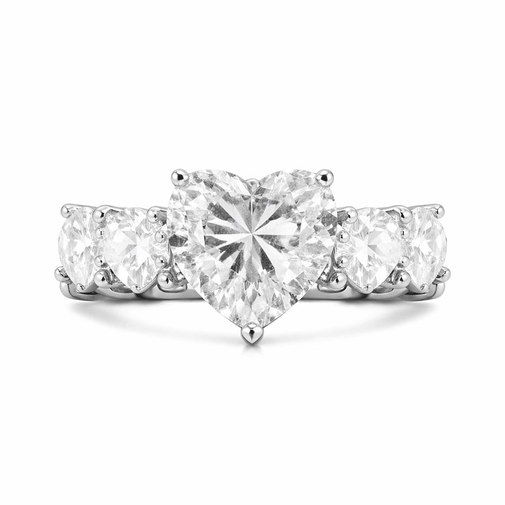 Princess Heart Cubic Zirconia Ring- Silver