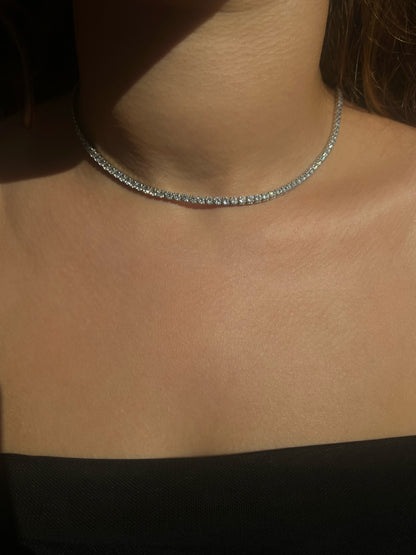 Dilara Sterling Silver Tennis Necklace- 3mm (Pre-Order)