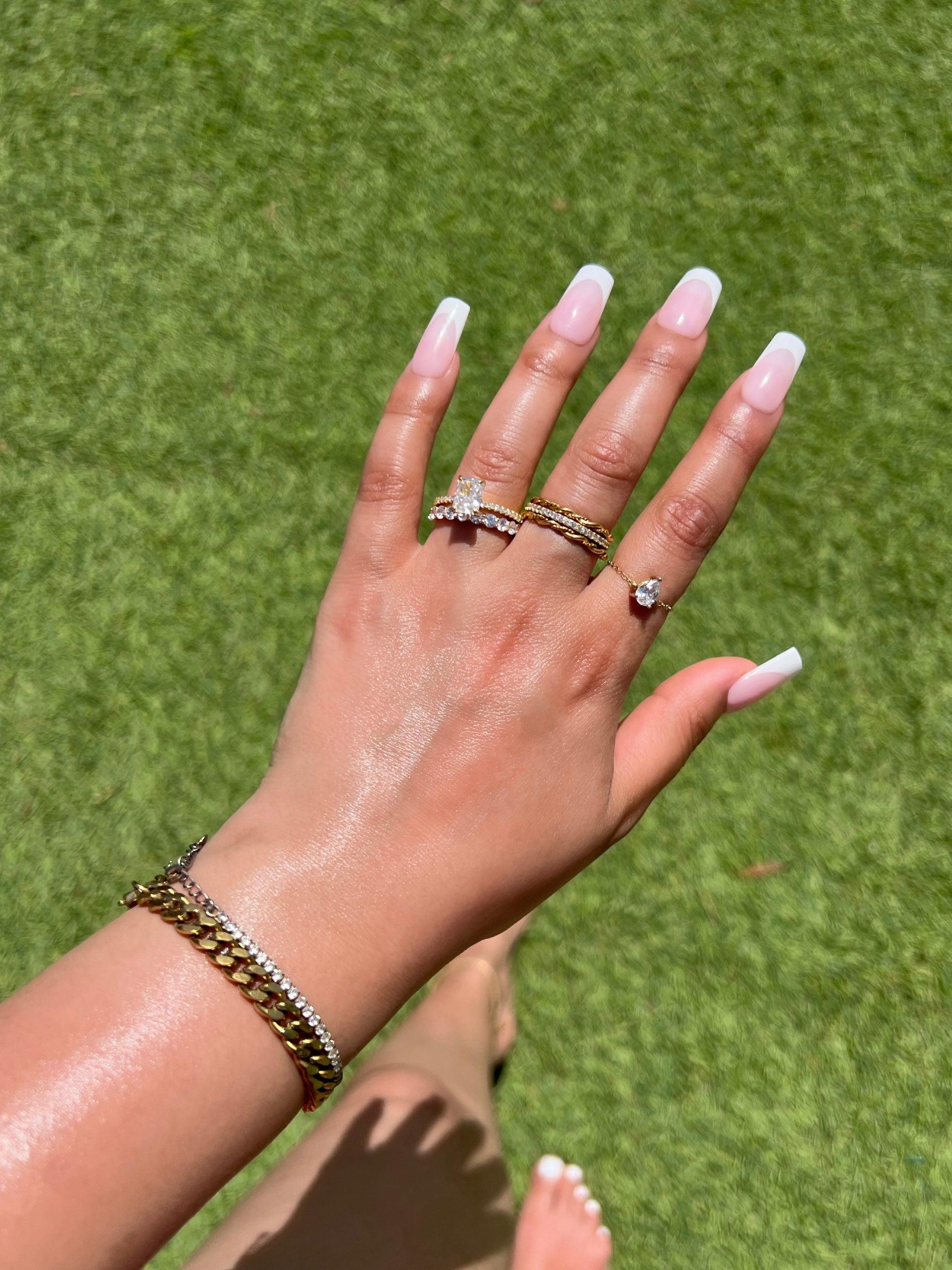 Mini Cecilia Radiant Cut Sterling Silver Ring- Gold (Pre-Order)