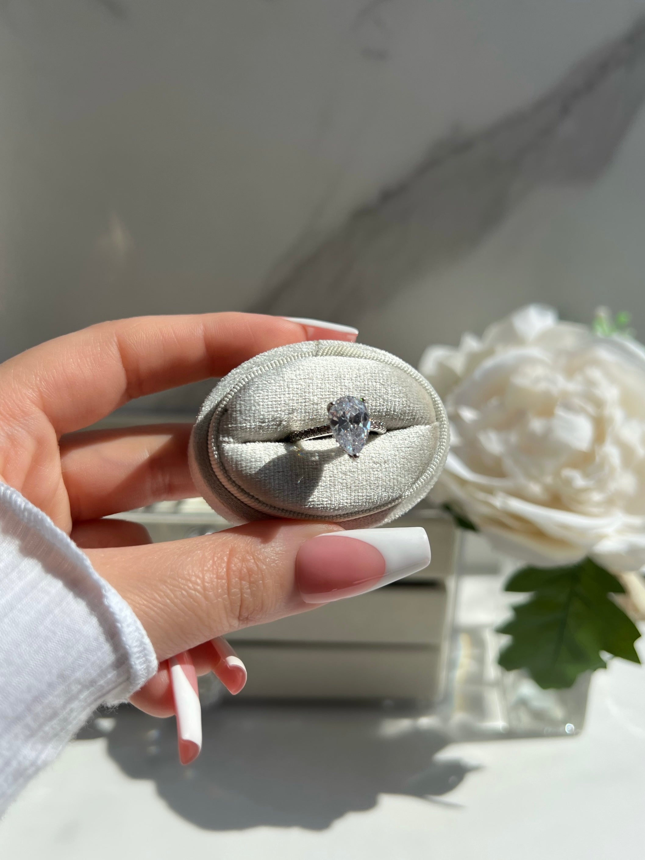 Seréna Pear Cut Sterling Silver Ring- Silver (Pre-Order)