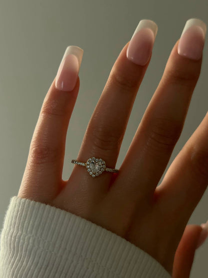 Mini Elina Heart Sterling Silver Halo Ring- Gold