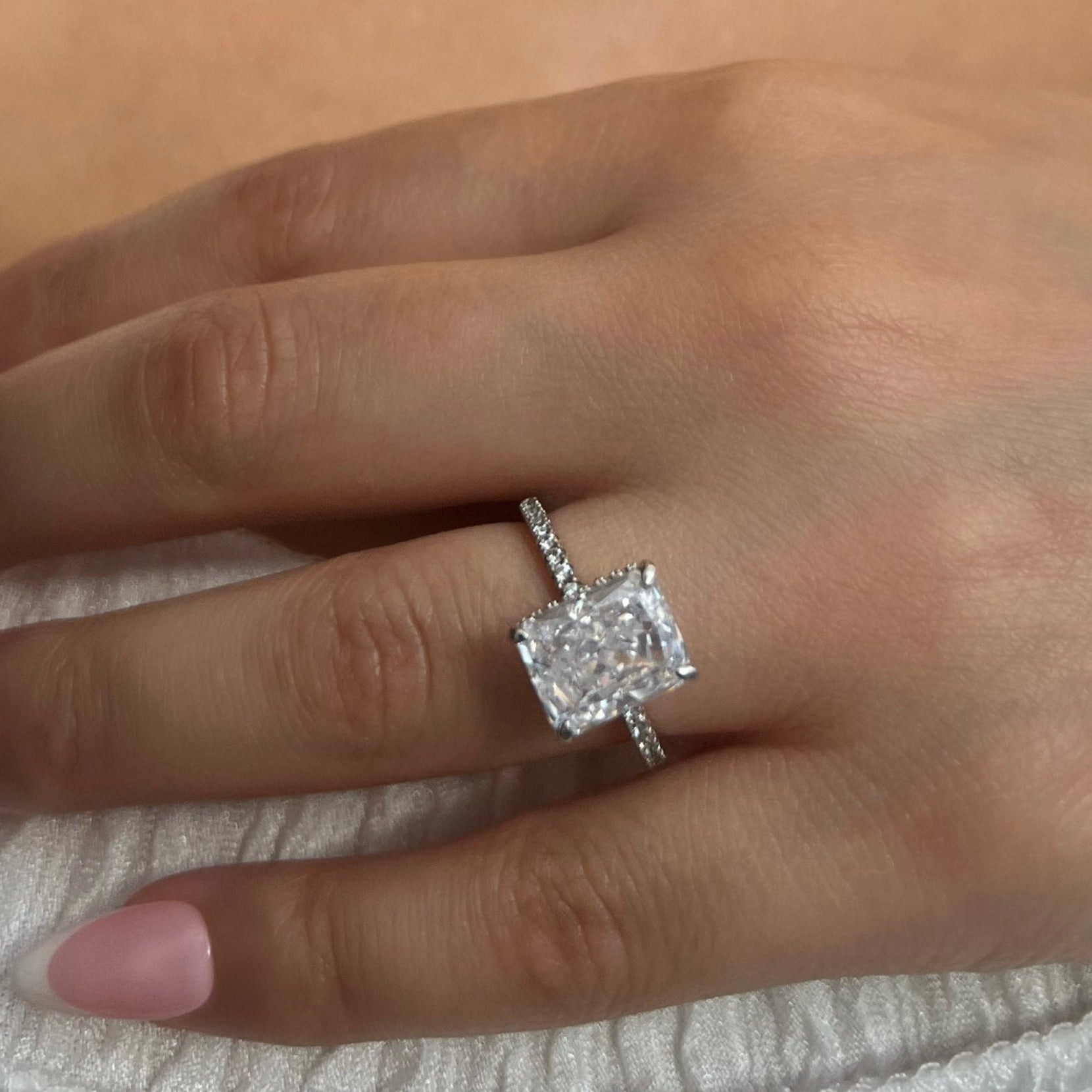 Cecilia Radiant Cut Sterling Silver Ring- Silver