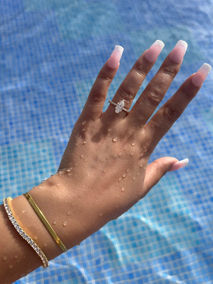 Farah Marquise Cut Sterling Silver Ring- Gold (Pre-Order)