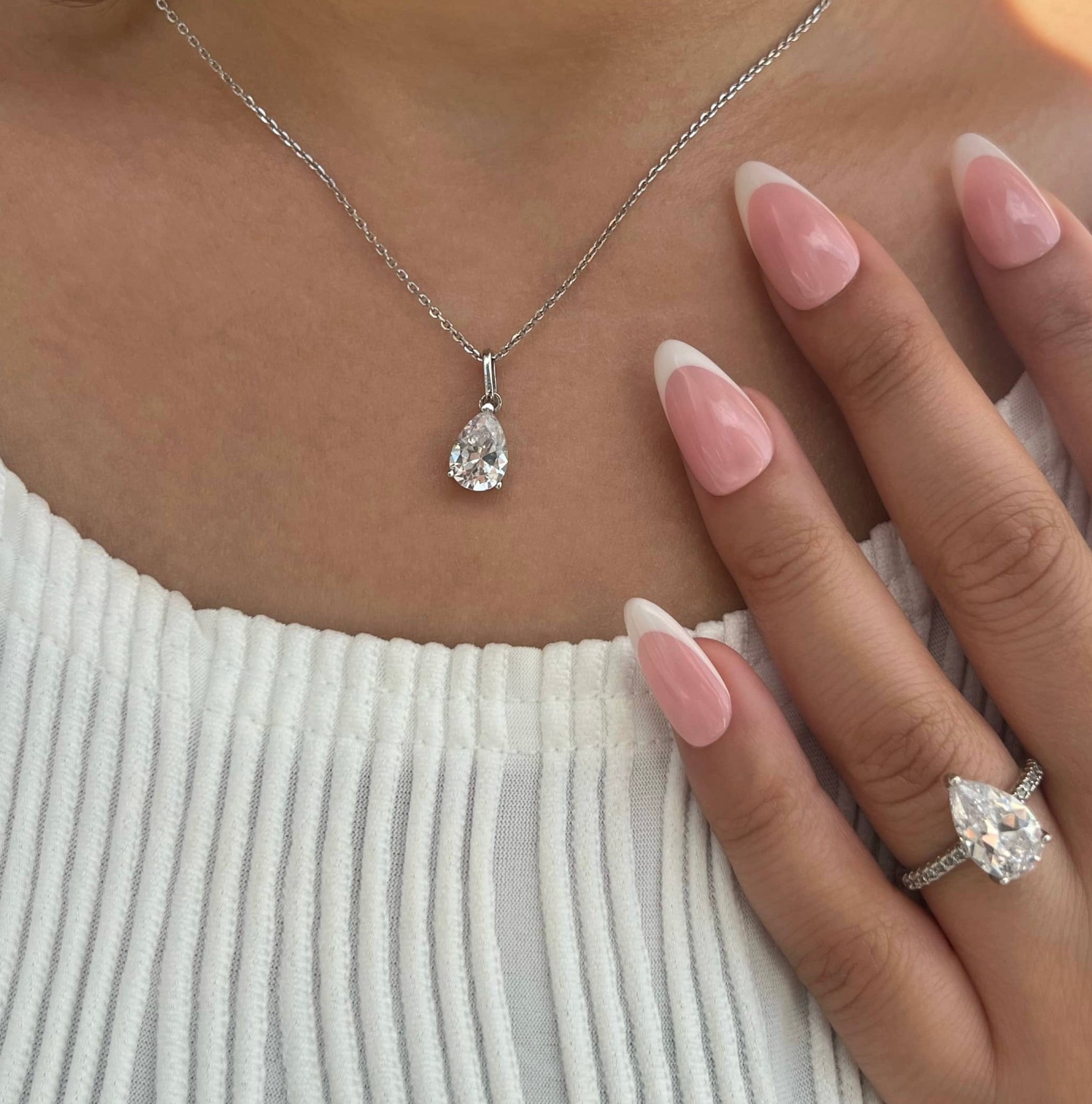 Alana Pear Cut Sterling Silver Pendant Necklace