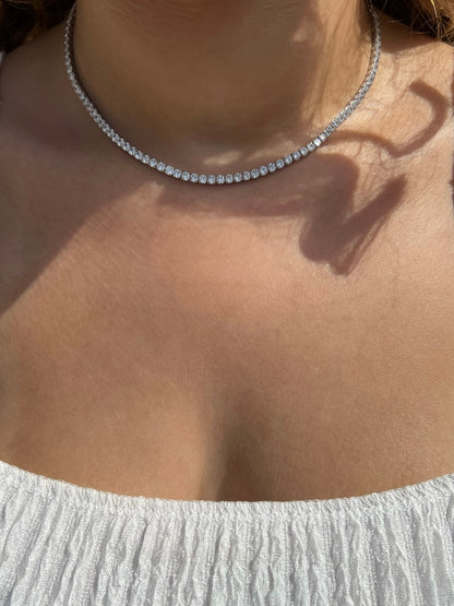Dilara Sterling Silver Tennis Necklace- 3mm (Pre-Order)