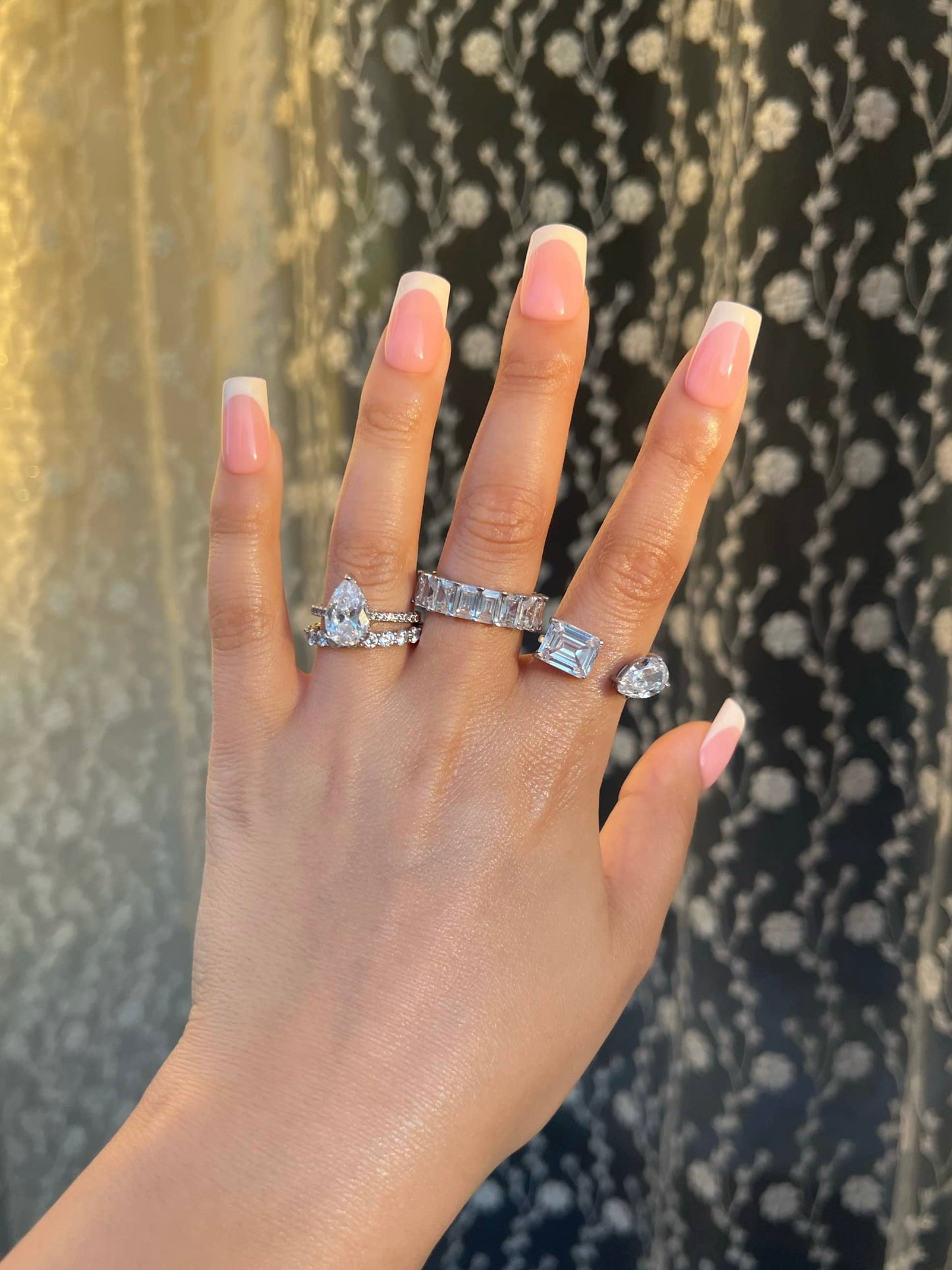 Kylie Resizable Two Stone Sterling Silver Ring (Pre-Order)