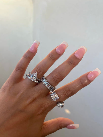 Kylie Resizable Two Stone Sterling Silver Ring (Pre-Order)
