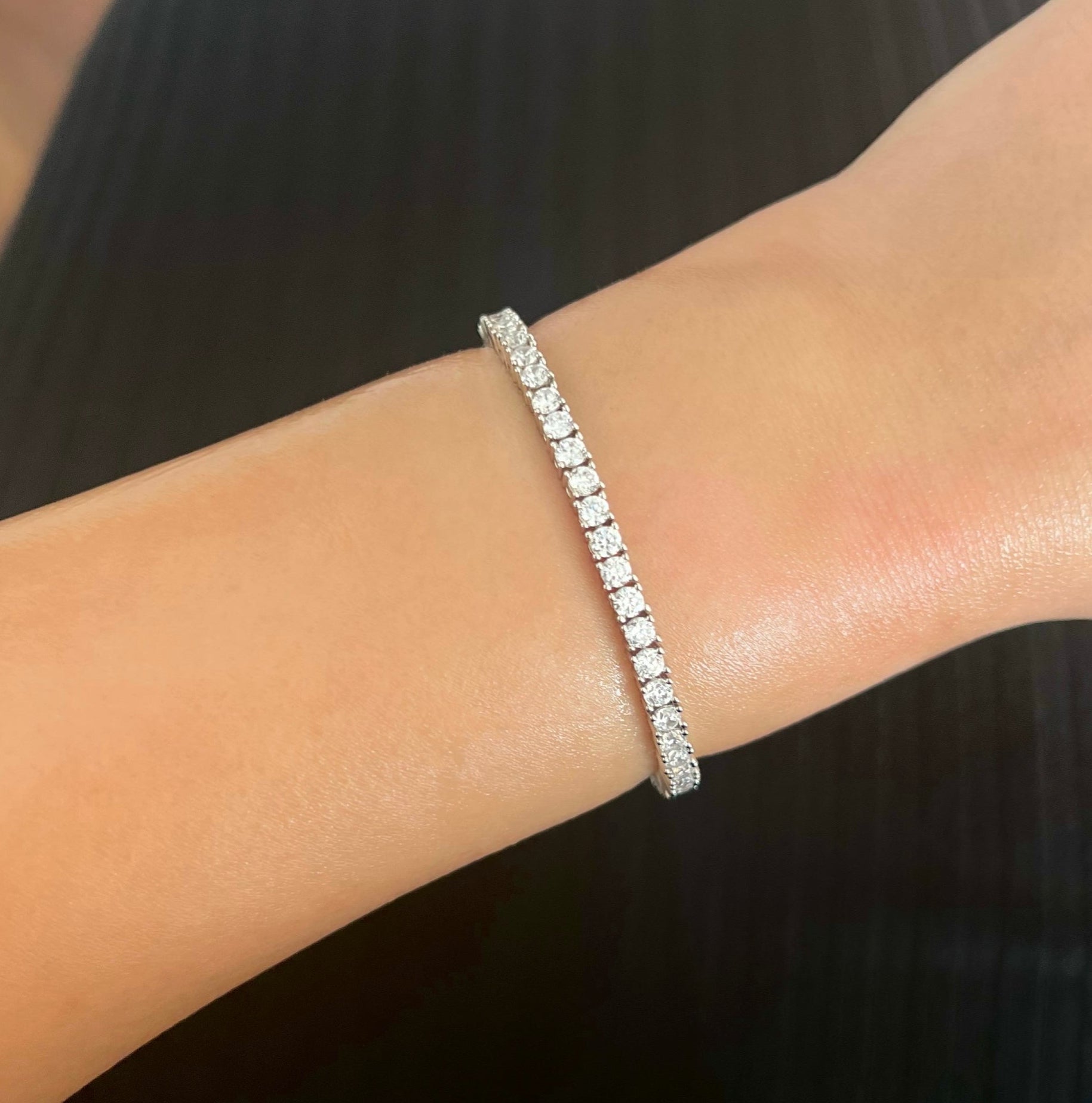 Aura 3mm Tennis Bracelet- Silver