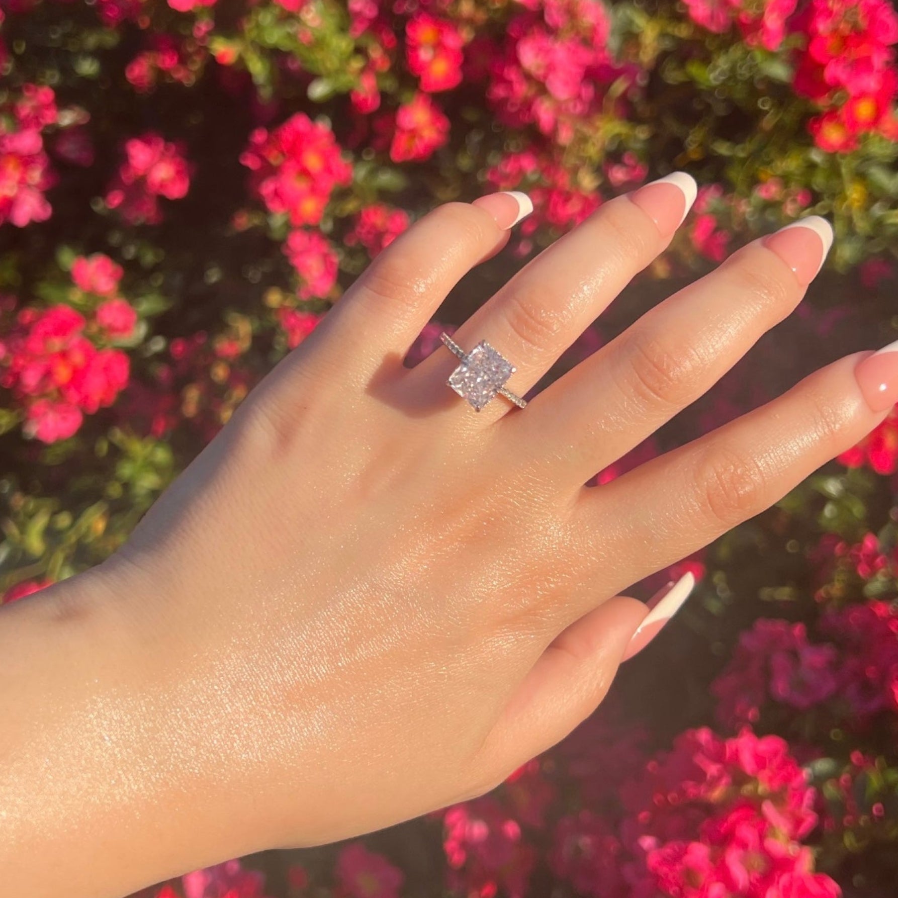 Cecilia Radiant Cut Sterling Silver Ring- Silver